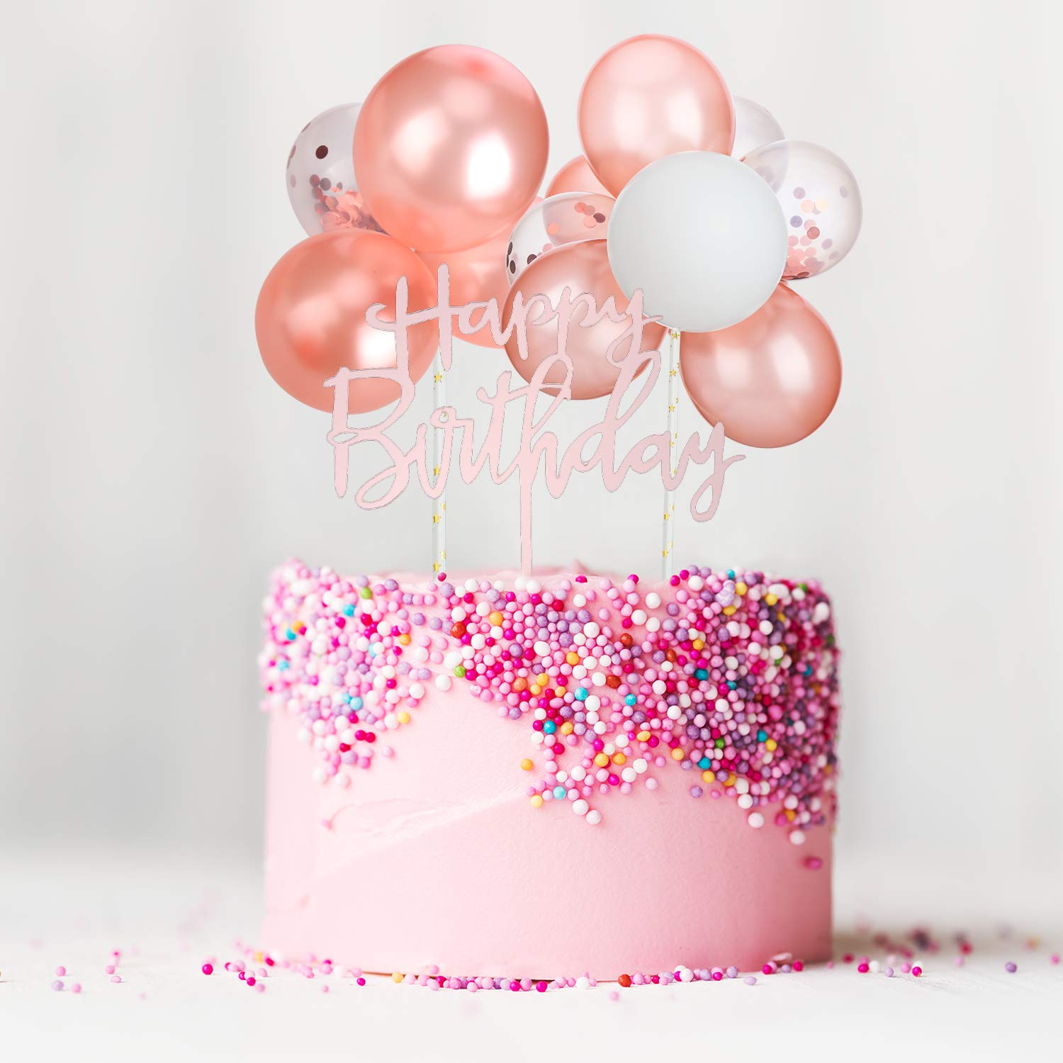 Outus Latex Confetti Balloon Cloud Cake Topper Acrylic Happy Birthday Cake Topper Mini Balloon Garland Cake Decorations for Birt