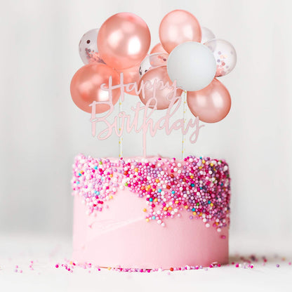 Outus Latex Confetti Balloon Cloud Cake Topper Acrylic Happy Birthday Cake Topper Mini Balloon Garland Cake Decorations for Birt