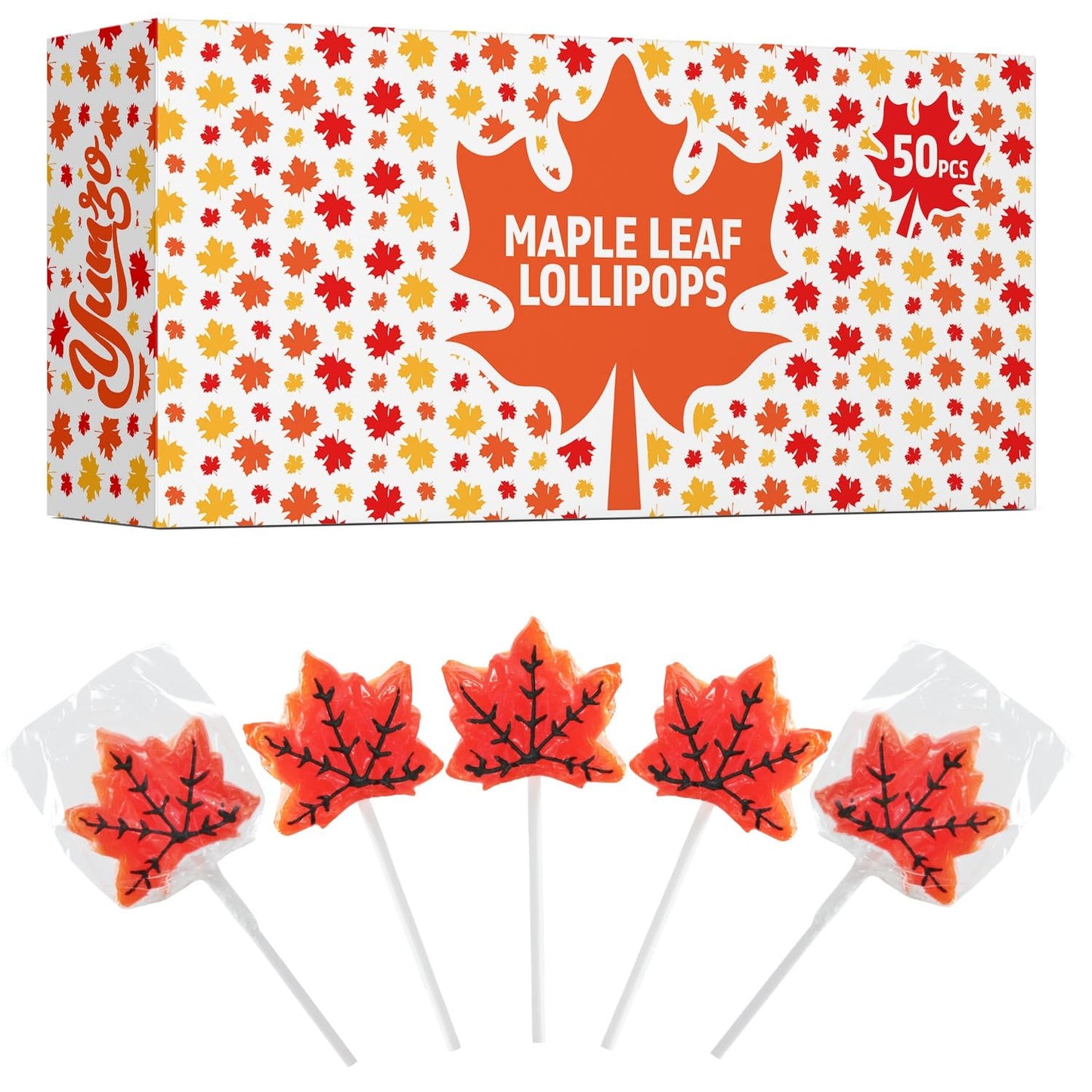 Maple Leaf Lollipops  50 Pieces of Fall Candy Individually Wrapped  Perfect Fall Candy Favors for Fall  Autumn Parties  Cozy Fall Gatherings and Fall Celebrations