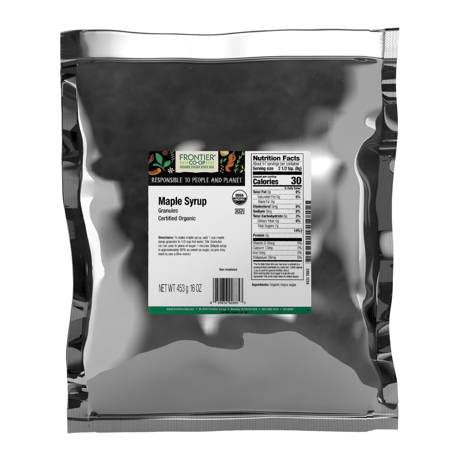 Frontier Co-op Maple Syrup Granules, Certified Organic, Kosher | 1 lb. Bulk Bag