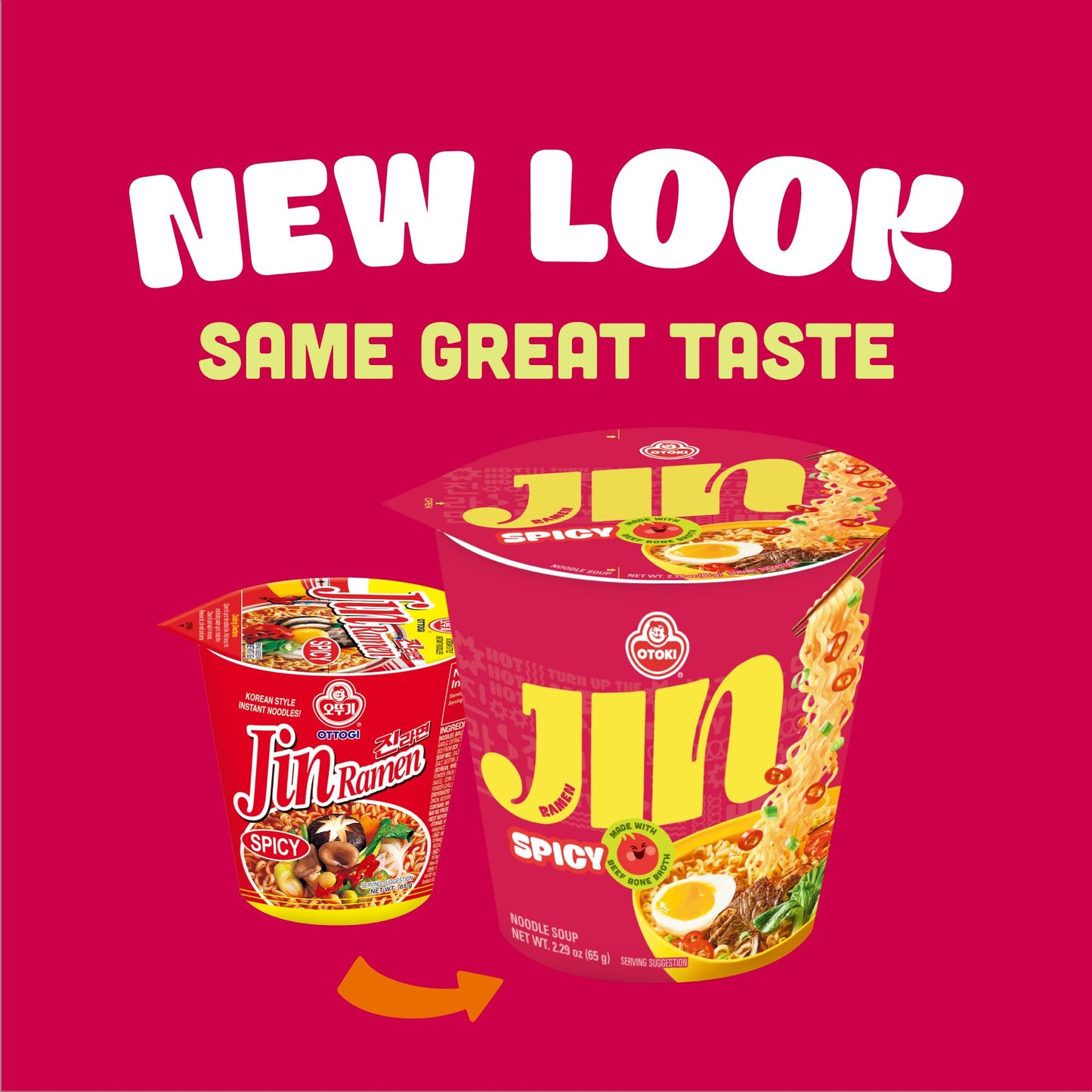 Otoki Jin Ramen Spicy Cup Noodles, Bts Jin & Jin Ramen Edition, Authentic Korean Instant Noodles With Spicy & Rich Beef Bone Bro
