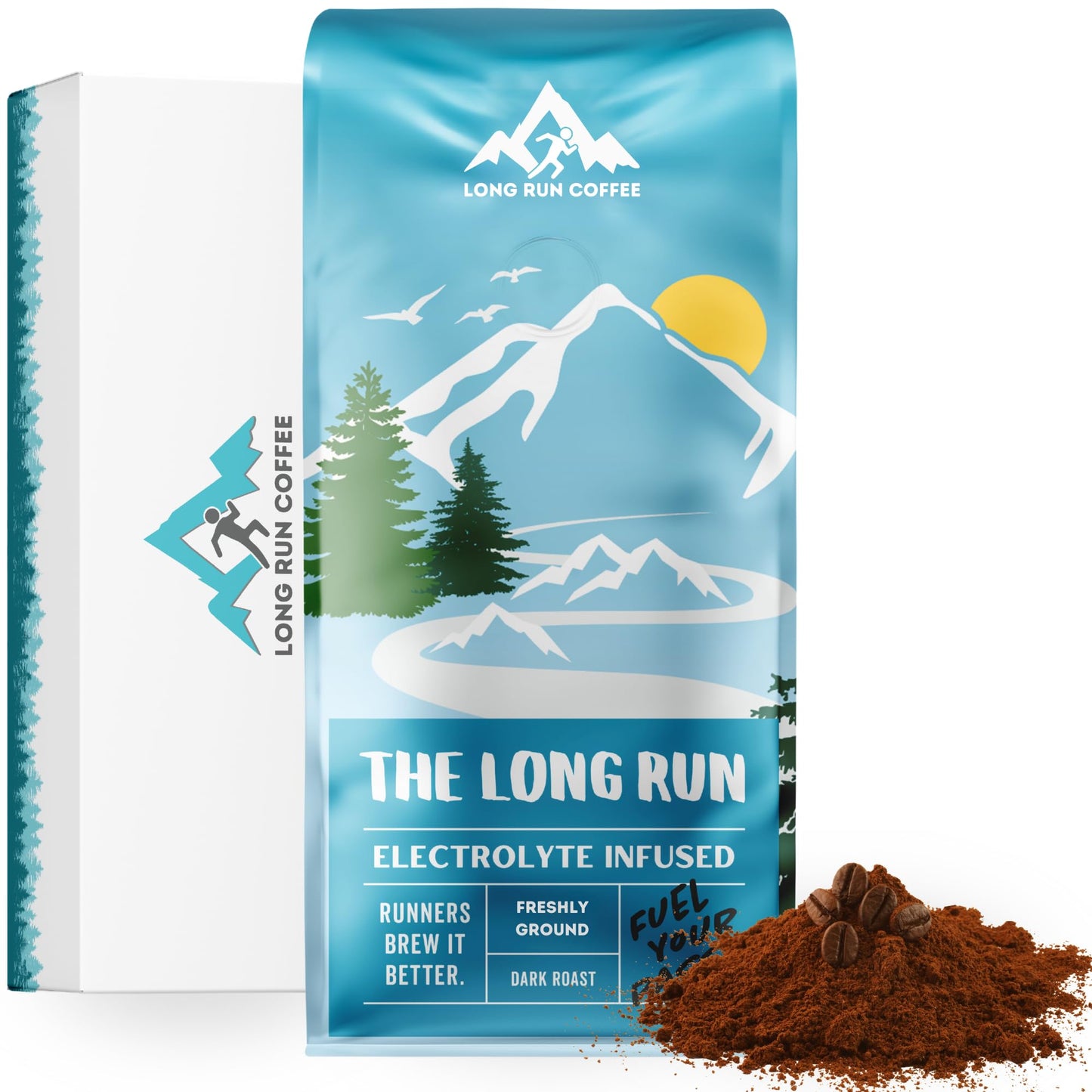 Long Run Coffee - Hydrating Coffee With Electrolytes - All Natrual Energy + Hydration + Recovery For Athletes - Stomach Friendly Electrolyte Coffee For Runners (1 Lb  Dark Roast)