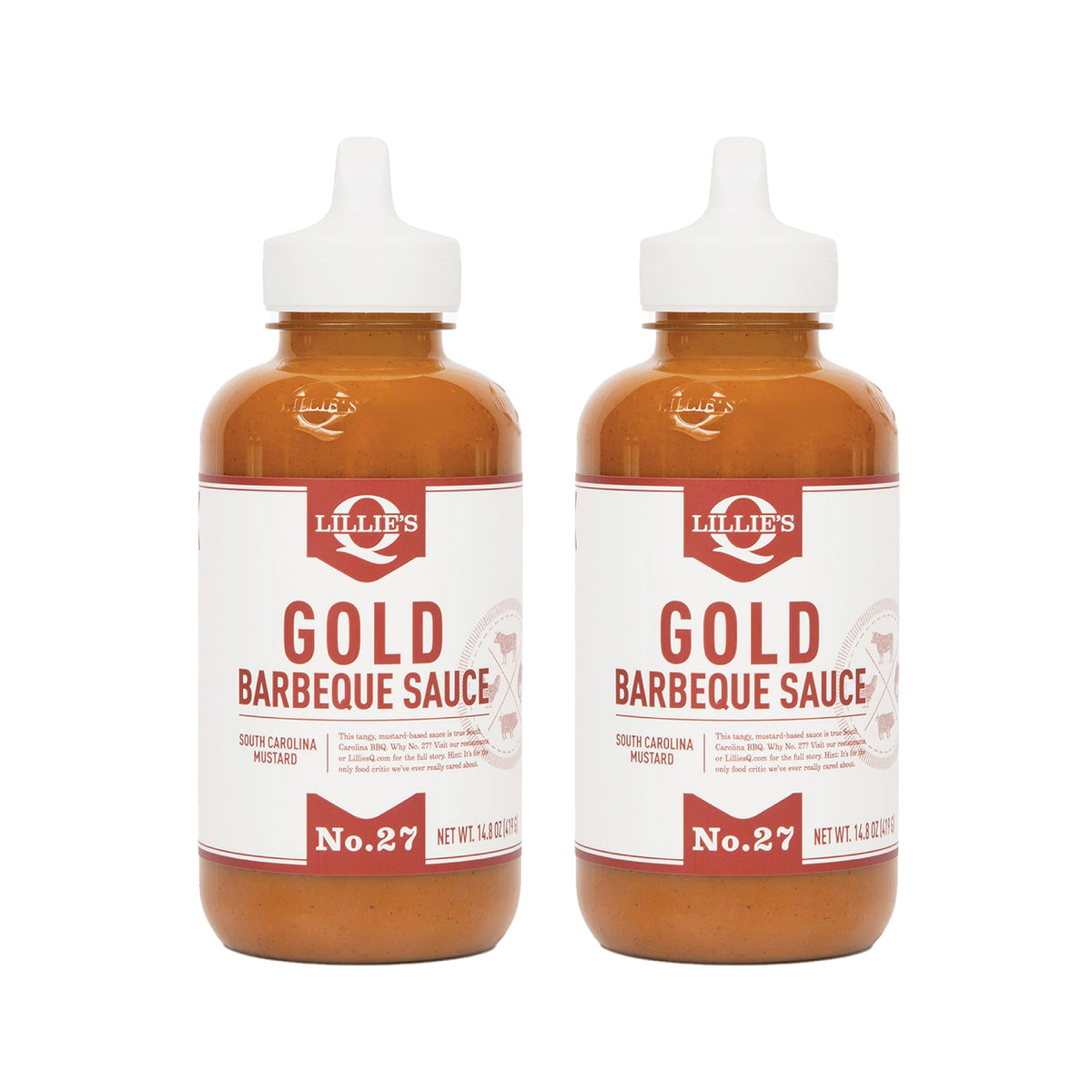 LillieS Q - Gold Barbeque Sauce  Gluten-Free  Non-Gmo  No Preservatives  Gourmet Mustard Bbq Flavor (14.8 Oz  2-Pack)