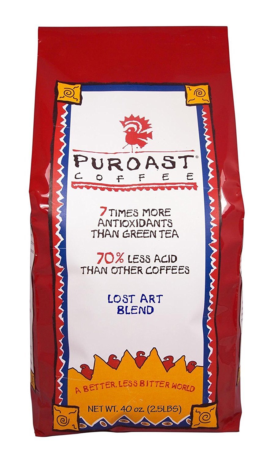 Puroast Low Acid Whole Bean Coffee | Medium Roast | 35.2 Ounce | Specialty Medium-Dark Roast