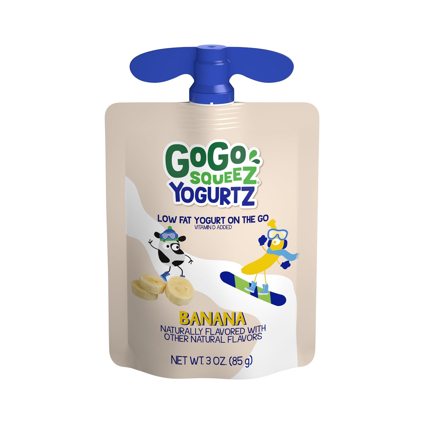 GoGo SqueeZ YogurtZ Kids Snacks, Banana, 3 oz (Pack of 4), Gluten Free, BPA Free Pouches