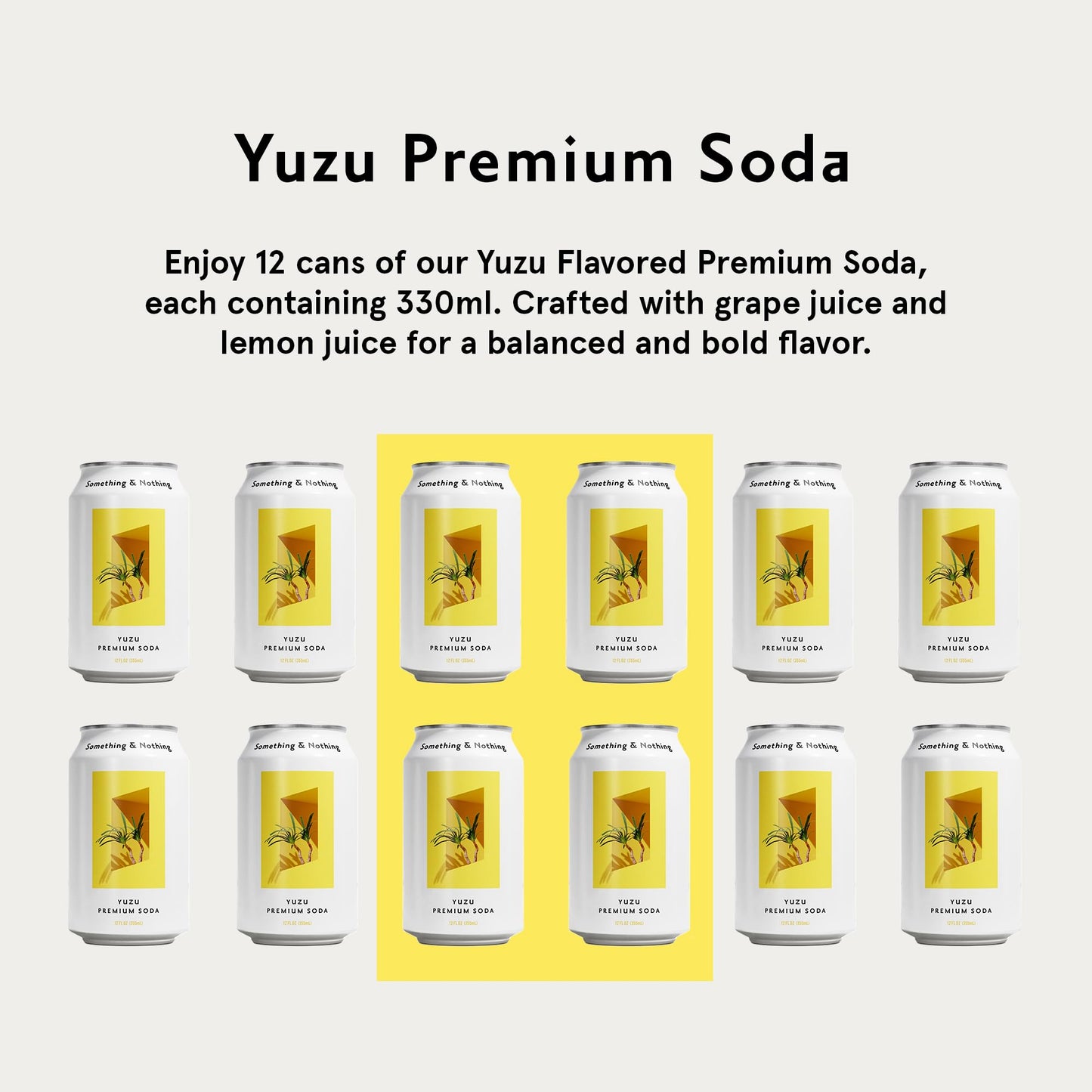 Something & Nothing Yuzu Flavoured Sparkling Water, Vegan, Low Calorie, 12 Fl Oz Cans (Pack of 12)