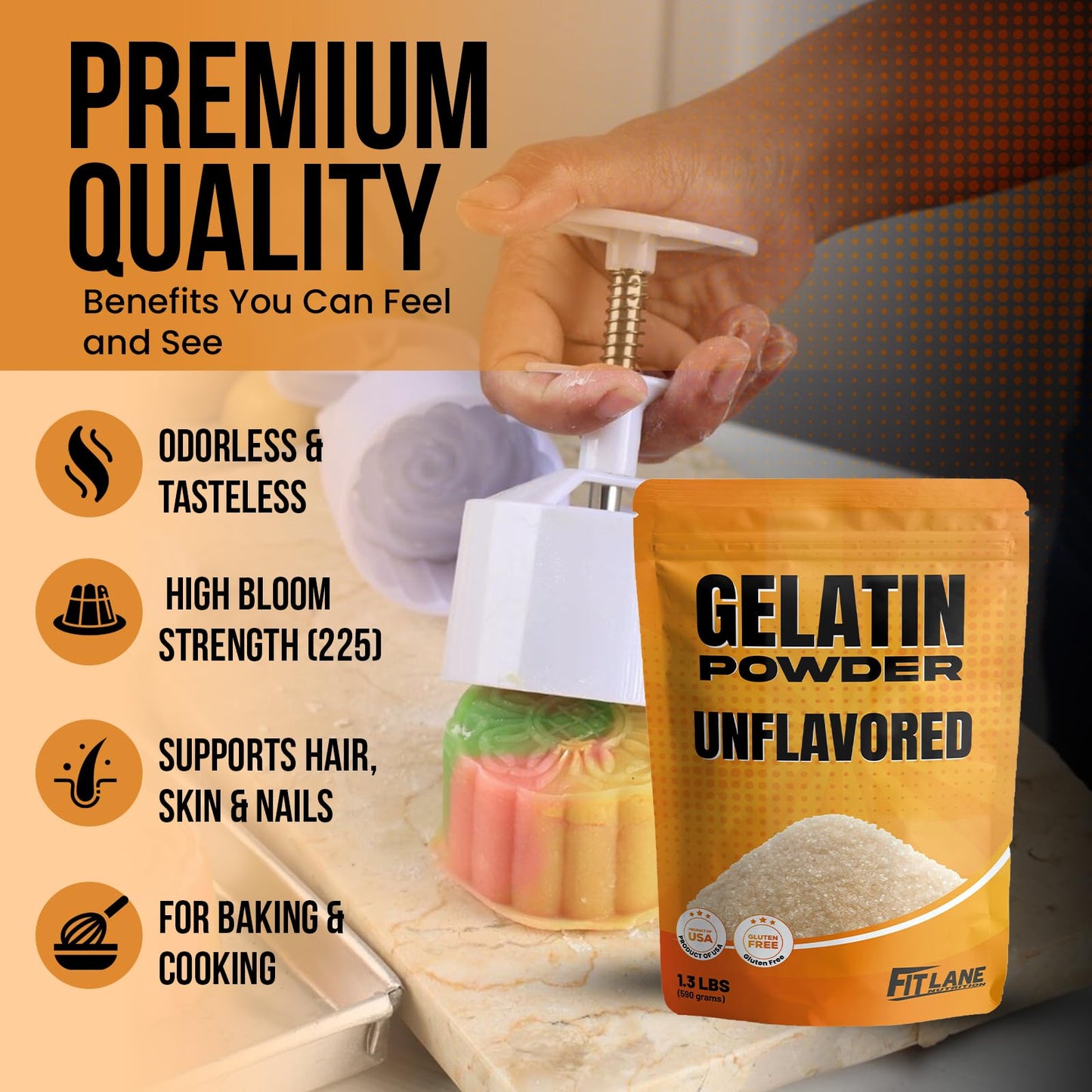 Gelatin Powder Unflavored 6 oz - Bulk Bag - Gelatina Sin Sabor en Polvo - Product of USA - Perfect for Desserts  Baking & Cooking - Supports Hair  Skin & Nails