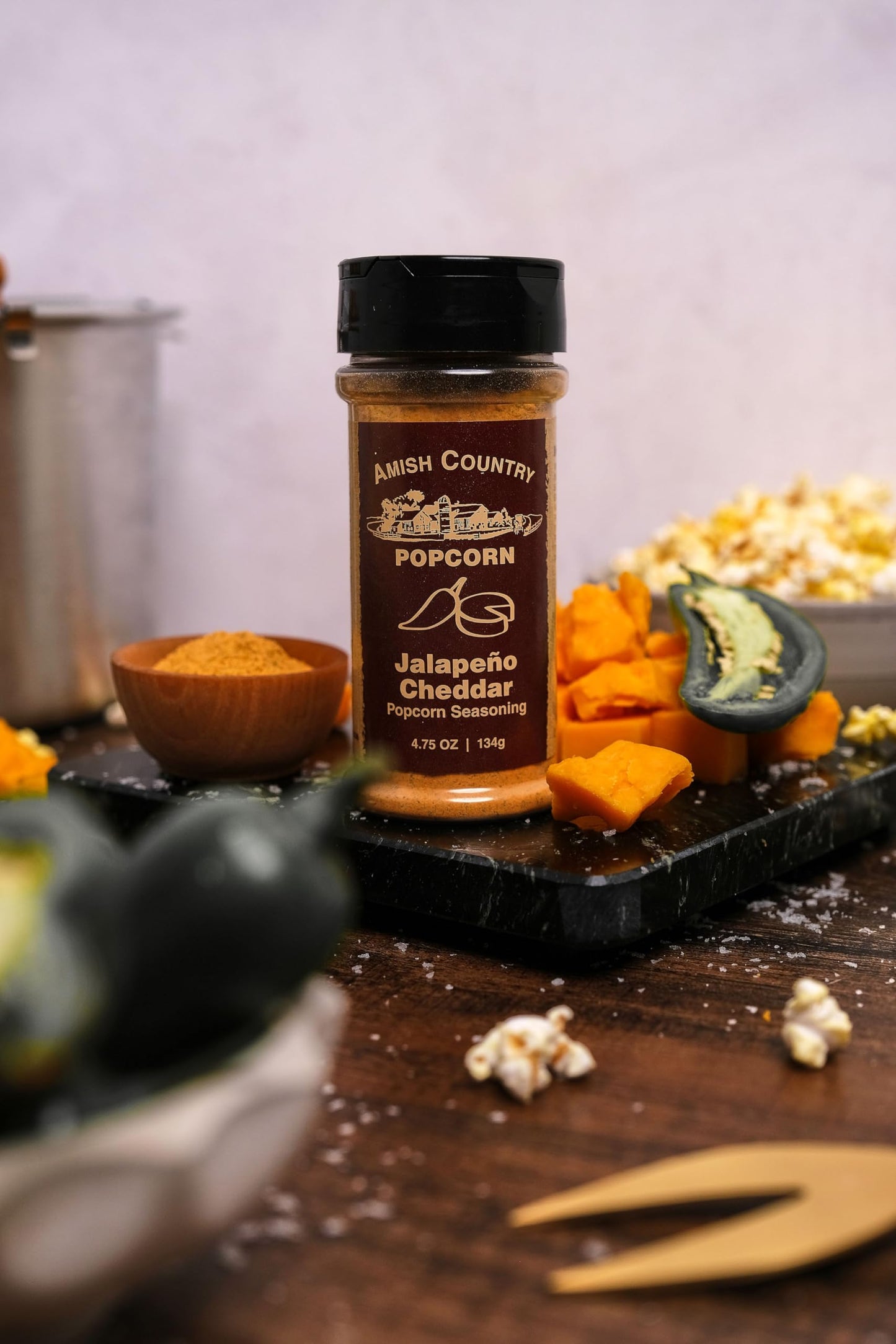 Amish Country Popcorn | 5 Pack Seasoning Bundle | Buffalo, Garlic Parmesan, Jalepeno Cheddar, Dill Pickle, 6oz Buttersalt | Old