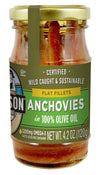 Season Anchovies In Olive Oil - Flat Anchovy Fillets, Wild Caught Fish, Keto Snacks, Canned Anchovies, Rich In B Vitamins, Low In Mercury, Kosher, Non-Gmo, 600Mg Of Omega-3-4.2 Oz Glass Jar, 6-Pack