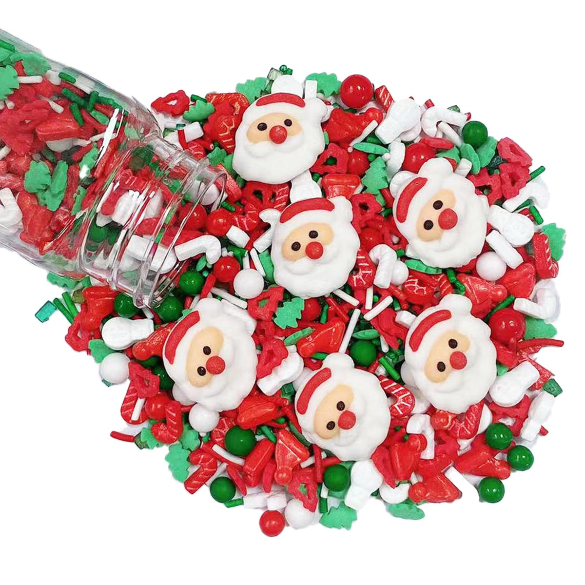 Sentovac Christmas Santa Claus Tree Sprinkle Red Green Mix Sprinkles Edible for Cake Decorating Cookie Cupcake Topper Baking Dec