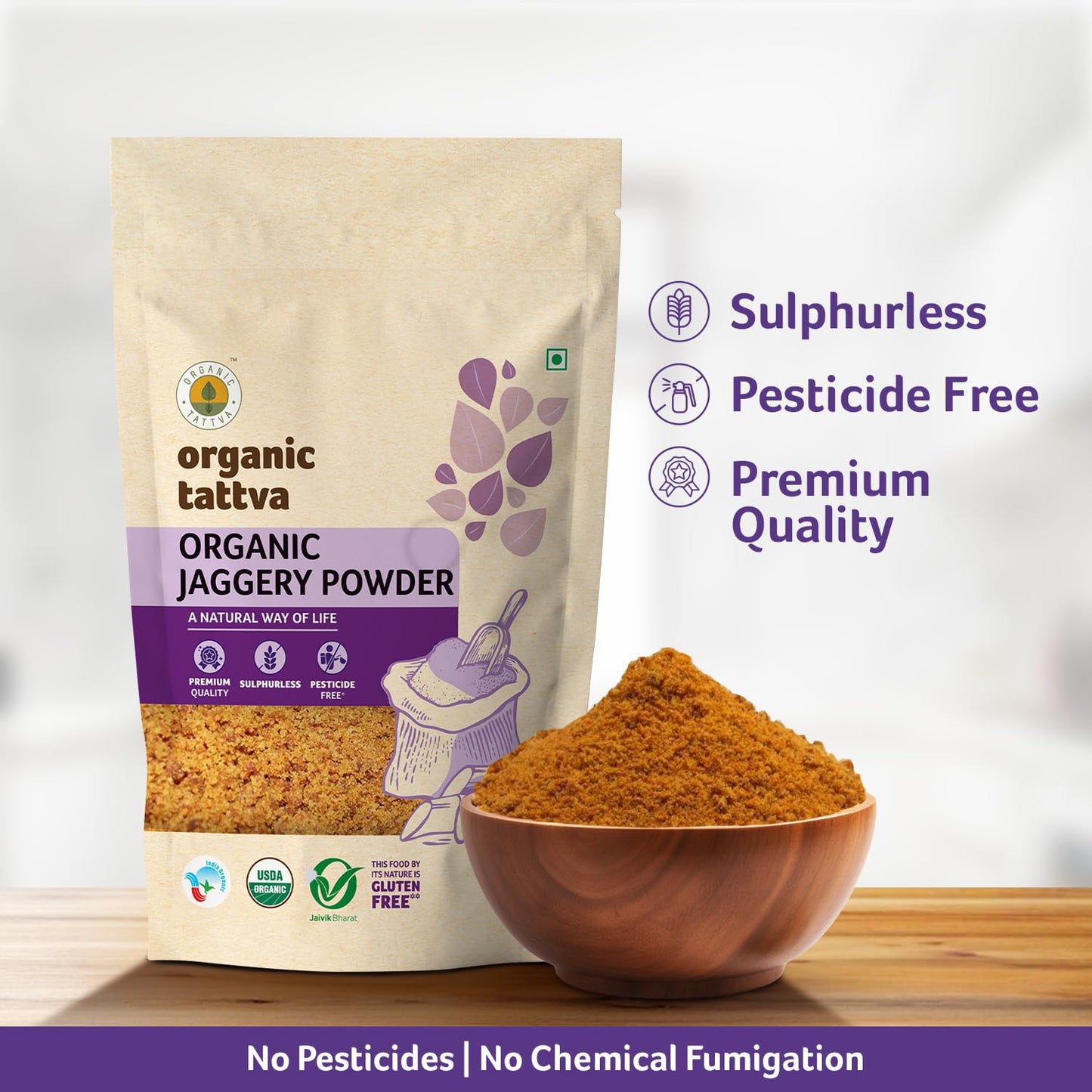 Organic Tattva Organic Jaggery Powder, 500G | Unrefined And Unadulterated