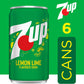 7UP Lemon Lime Soda, 7.5 Fl Oz Cans, 6 Pack, Model 10085412