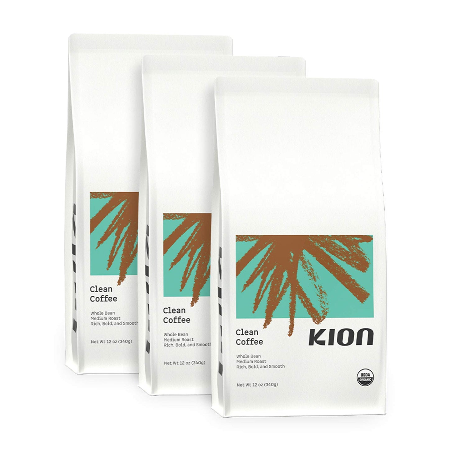 Kion Organic Ground Coffee, Tested For Toxins, Ethically Sourced, Rich, Bold, And Smooth, Medium Roast 12 Oz (3 Pack)