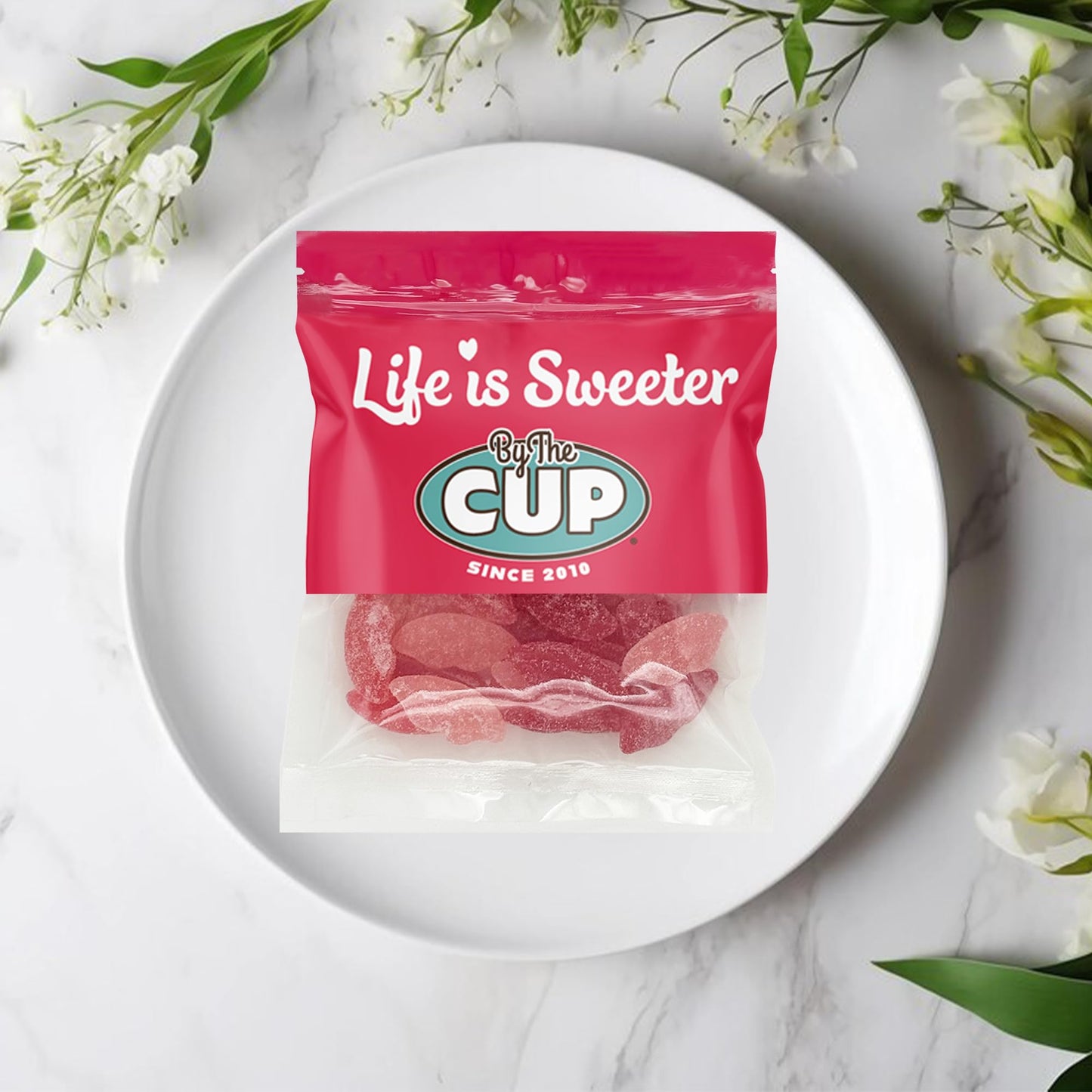 By The Cup Sour Pucker-Up Gummy Lips, 10 Oz Bulk Bag