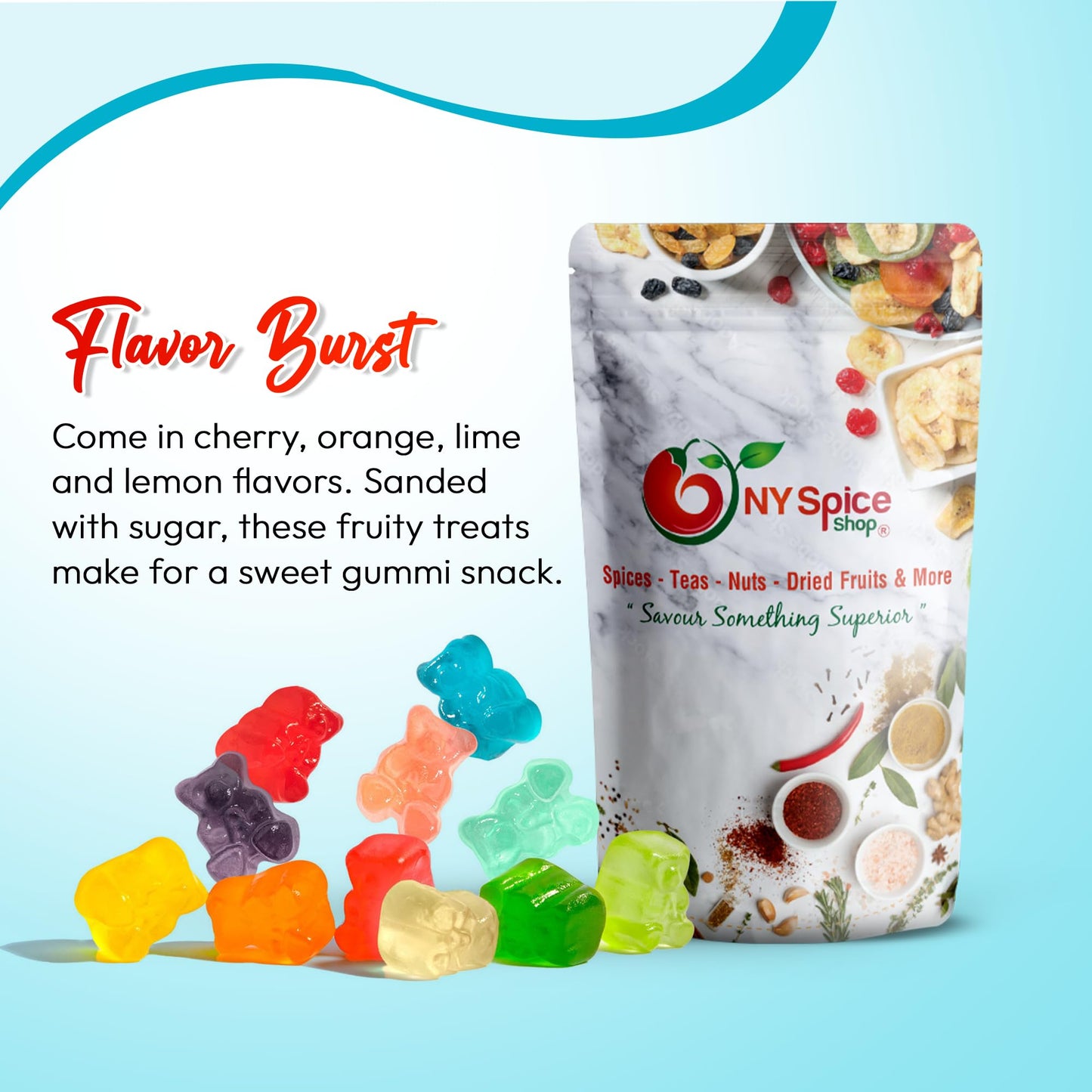 Ny Spice Shop Wacky Watermelon Sour Gummy Bears Bulk - 8 Ounce Gummies Bears Candy - Sour Gummies Fruit Snacks - Chewy Super Candy - Flavor Gummy Candies - Gummi Bear Gift For All Occasions