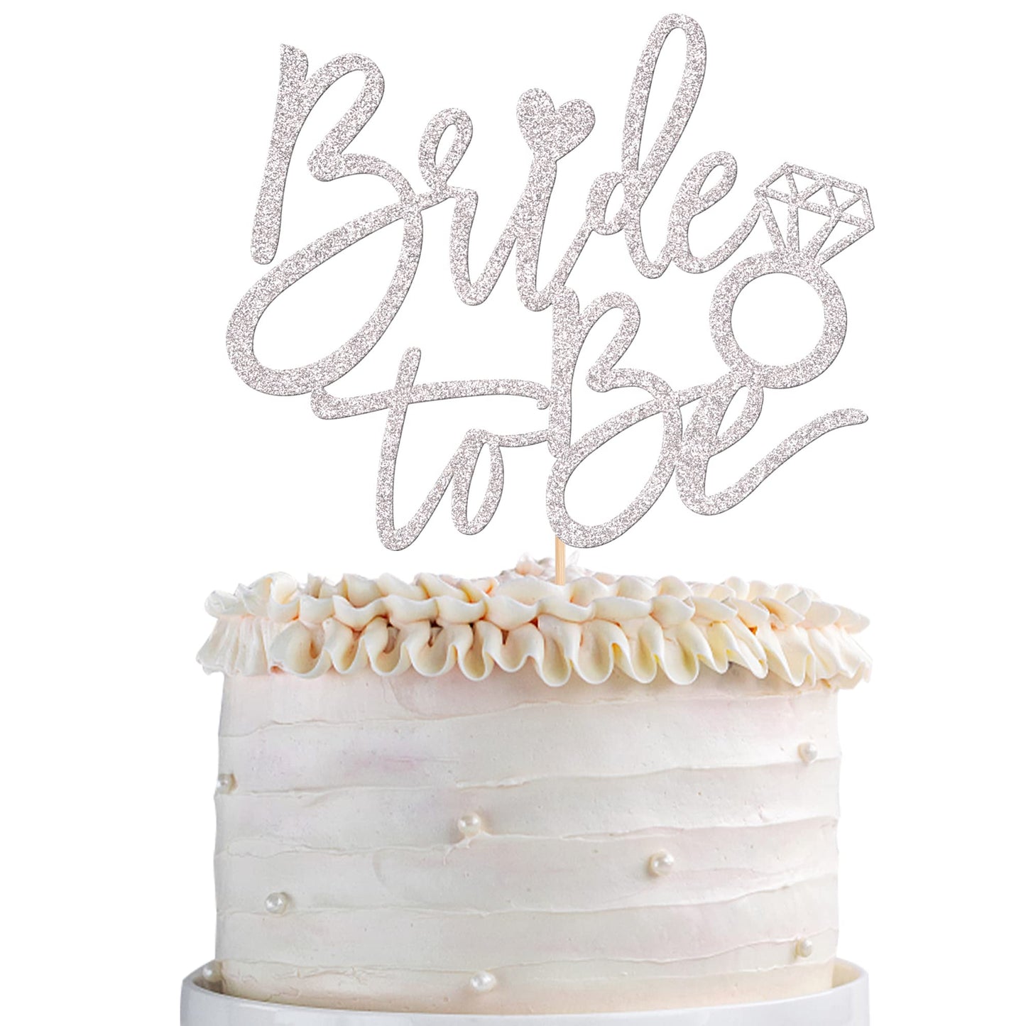 YCTHUNFISH Bride to Be Cake Topper Silver Glitter Ring W 6.0in H 8.9in Cake Decoration for Wedding Bachelorette Bridal Shower