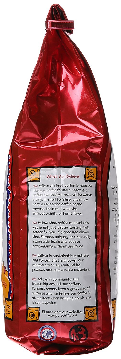 Puroast Low Acid Whole Bean Coffee | Medium Roast | 35.2 Ounce | Specialty Medium-Dark Roast
