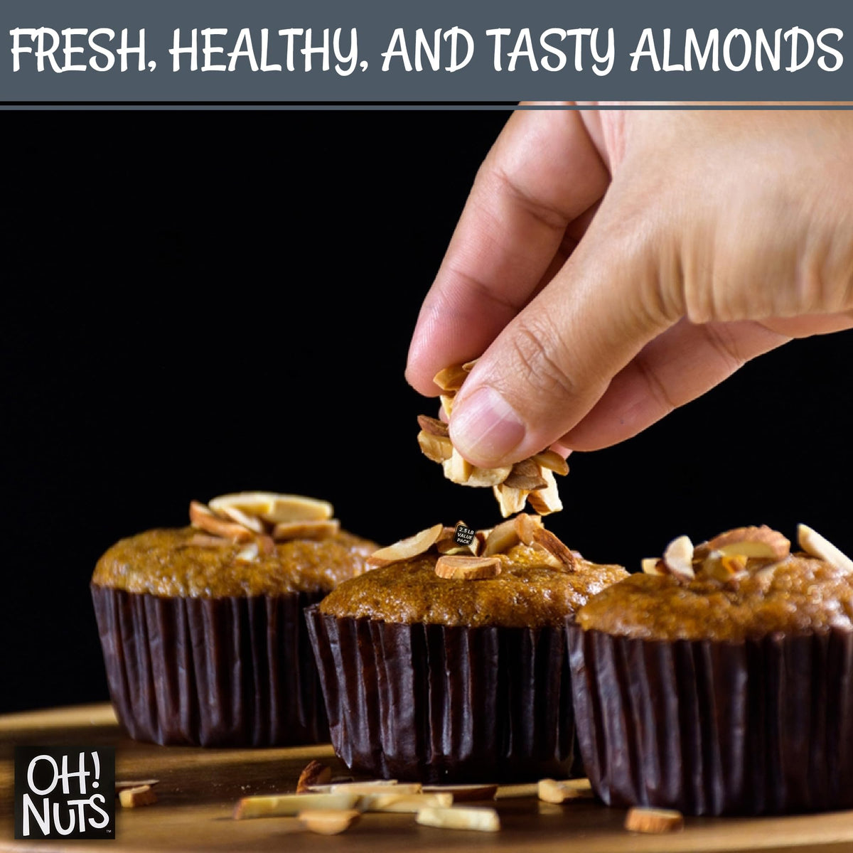 Oh! Nuts Almonds Blanched Slivered - Raw - 100% Natural - 2 Lb - High-Protein Almond - Packed In New York Zip-Seal Bag For Excep