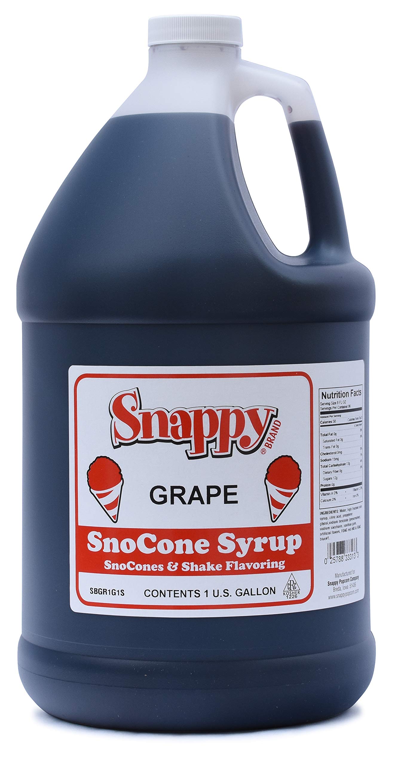 SNAPPY Grape Sno Cone Syrup, 1 Gallon, 128 Fl Oz (Pack of 1)