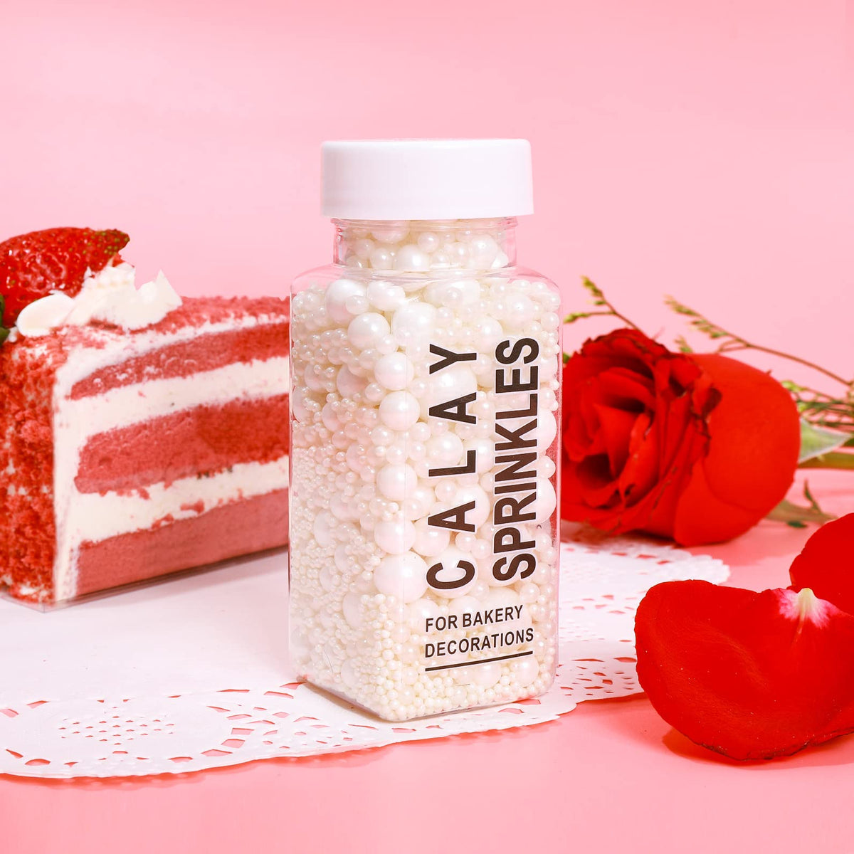 Edible White Pearl Sugar Sprinkles Candy 120G/ 4.2Oz Baking Cake Sprinkles Cupcake Toppers Ice Cream Toppings Cookie Decorations