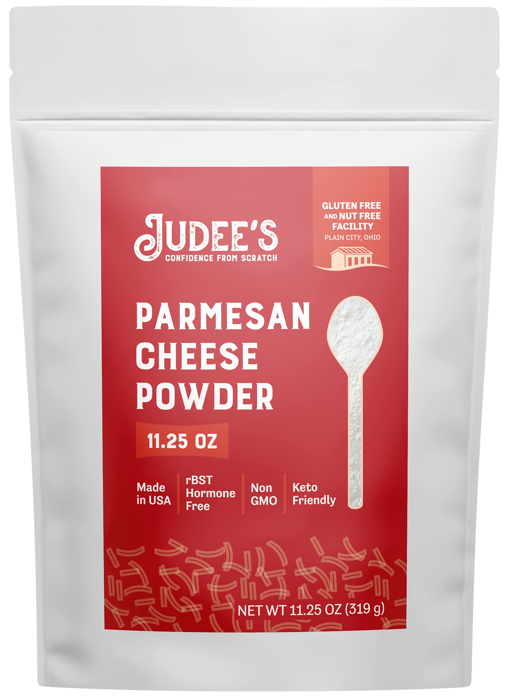 Judees Parmesan Cheese Powder - 100% Non-GMO, Keto-Friendly, Gluten-Free - 11.25oz