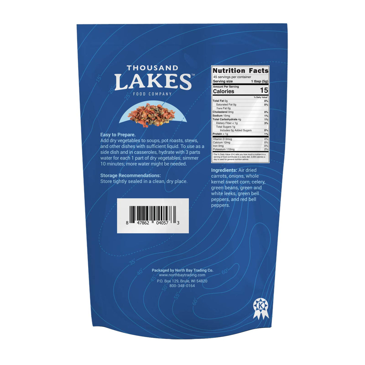 Thousand Lakes Dried Mixed Vegetables Select Soup Blend - 2-pack 8 ounces (1 pound total) | 100% Veggies | No Added Salt