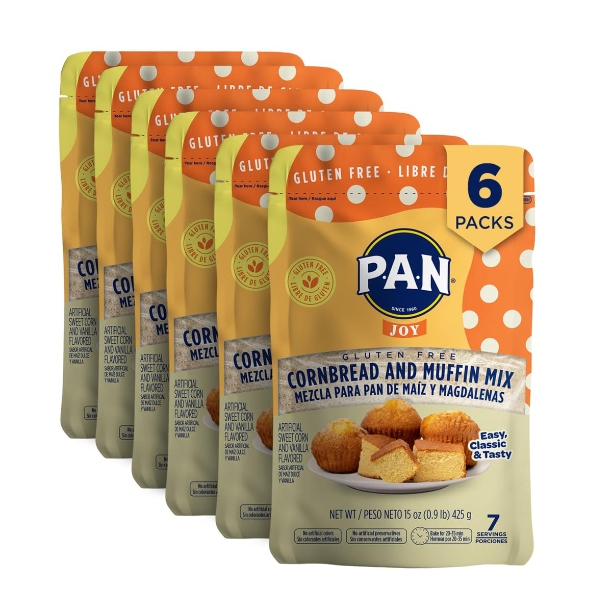 P.A.N Cornbread and Muffin Mix - Gluten Free Baking Mix 0.9 lb. (6 Pack)