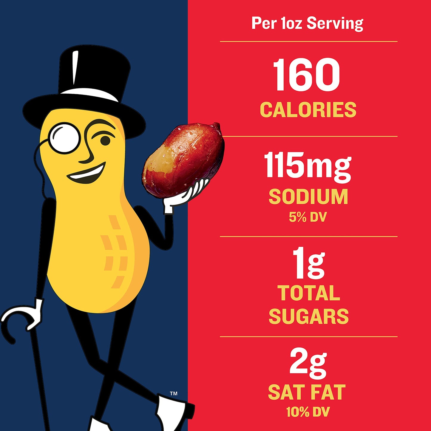 PLANTERS Roasted Salted Spanish Peanuts, Plant-Based Protein, 12.5oz Canister
