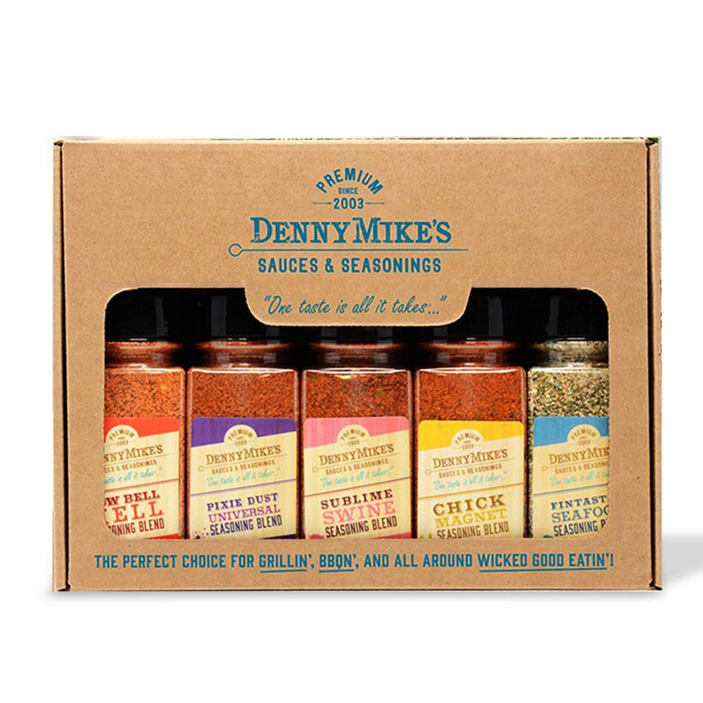 DennyMike’s Grill Seasoning Set, All Natural Spices and Seasonings, BBQ Rub for Cooking, smoky aroma, and Grilling, Low Sodium, Keto-Friendly, Gluten and MSG-Free, Bundle Pack of 5