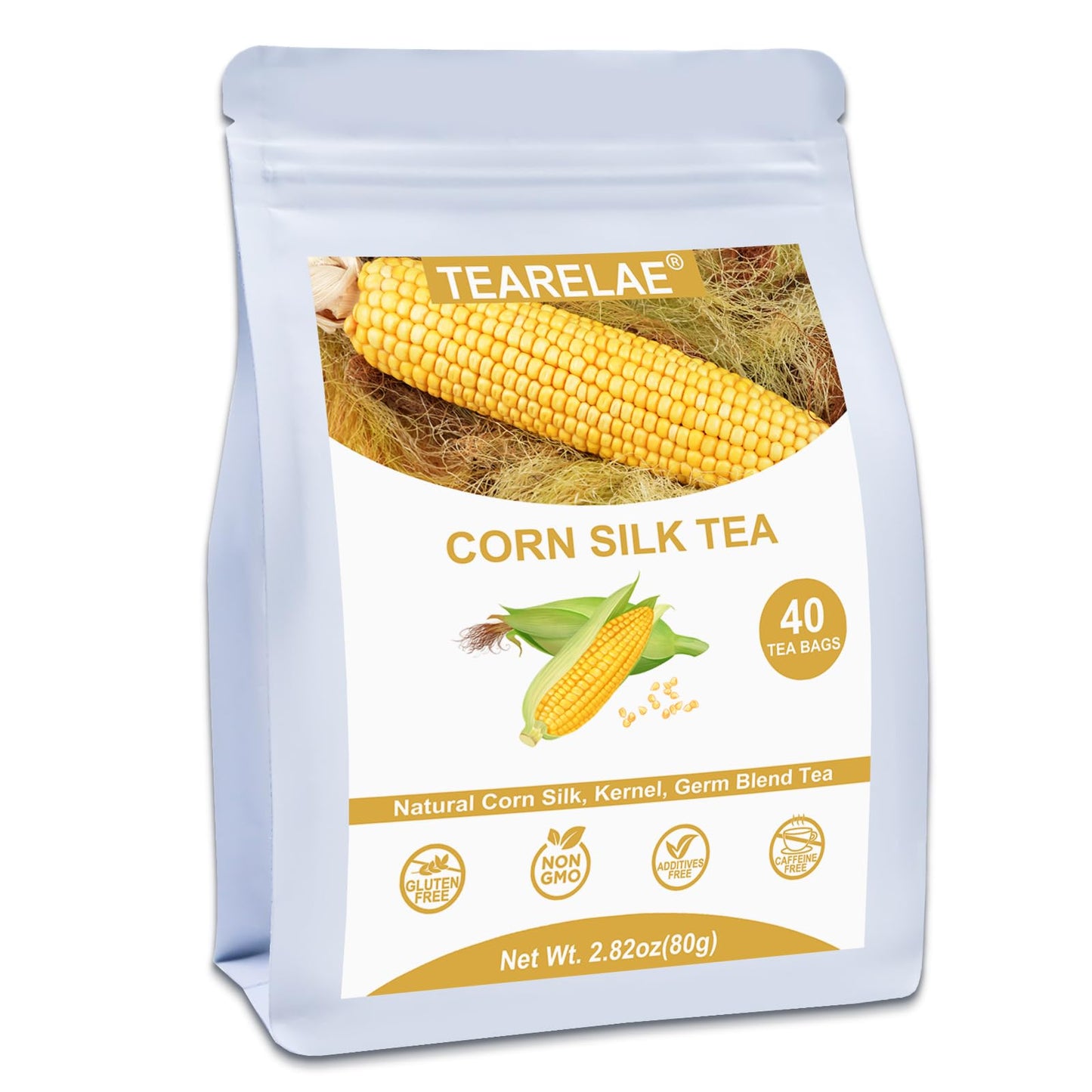 TEARELAE Corn Silk Tea Bags - Non-GMO, Caffeine-Free, 40 Count Pack