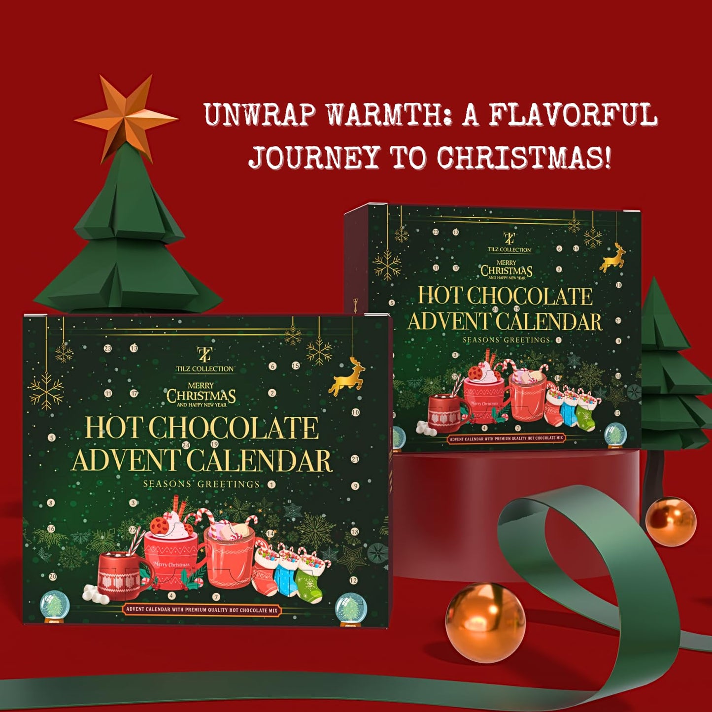 Hot Chocolate Advent Calendar 2025 - Gourmet Luxury 24 Hot Chocolate S Variety Flavours - Food Advent Calendars Gifts Set For Men Women Children