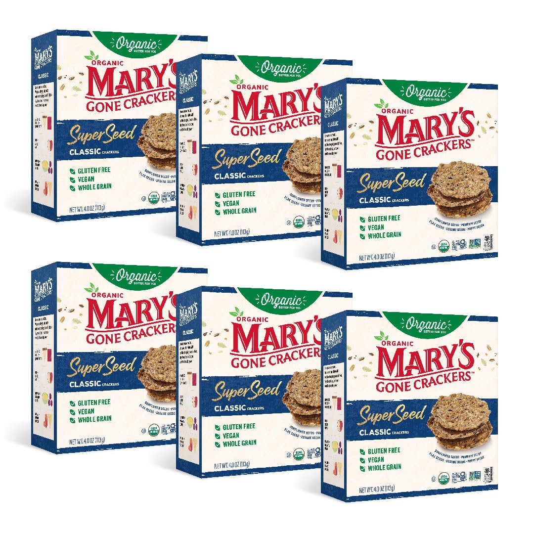 Mary s Gone Crackers Super Seed Classic Crackers, Vegan Friendly, Kosher, USDA Certified Organic, Gluten Free & Non-GMO, 4 Ounc