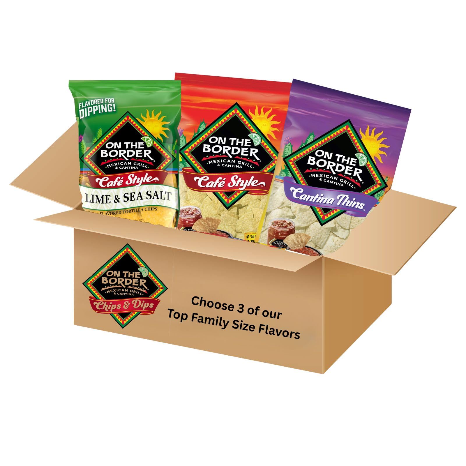 ON THE BORDER Custom Tortilla Chips Bundle - 3 Bags, 11 Ounce Each