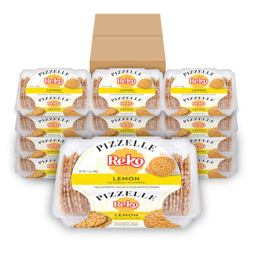 Reko Pizzelle Authentic Italian Style Waffle Cookie, Lemon, 7 Ounce (Pack of 12)