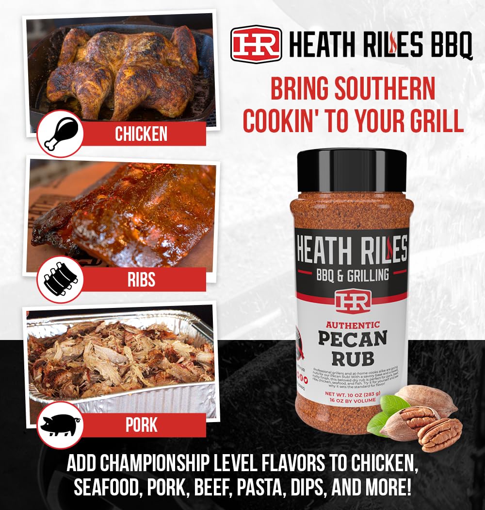 Heath Riles BBQ Pecan Rub Seasoning, Shaker Spice Mix, 2 lb Refill Bag
