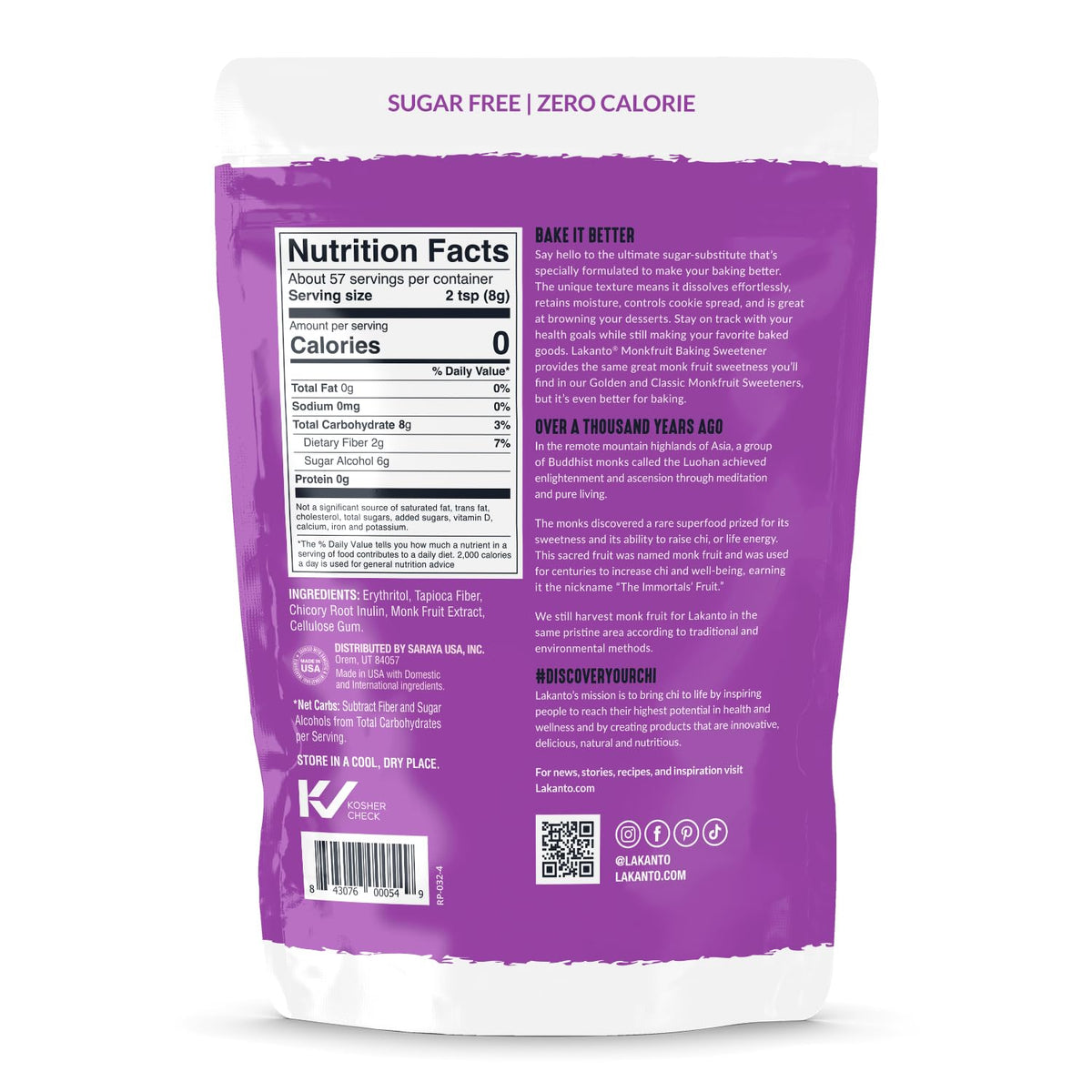Lakanto Baking Monk Fruit Sweetener with Erythritol - Baking Sugar Substitute, Zero Calorie, Keto Diet Friendly, Zero Net Carbs,