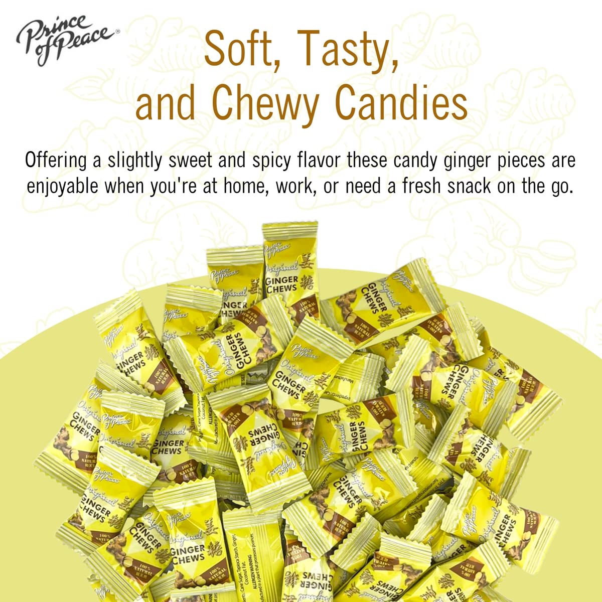 Prince Of Peace 100% Natural Ginger Candy (Chews), 2.2Lb/1Kg