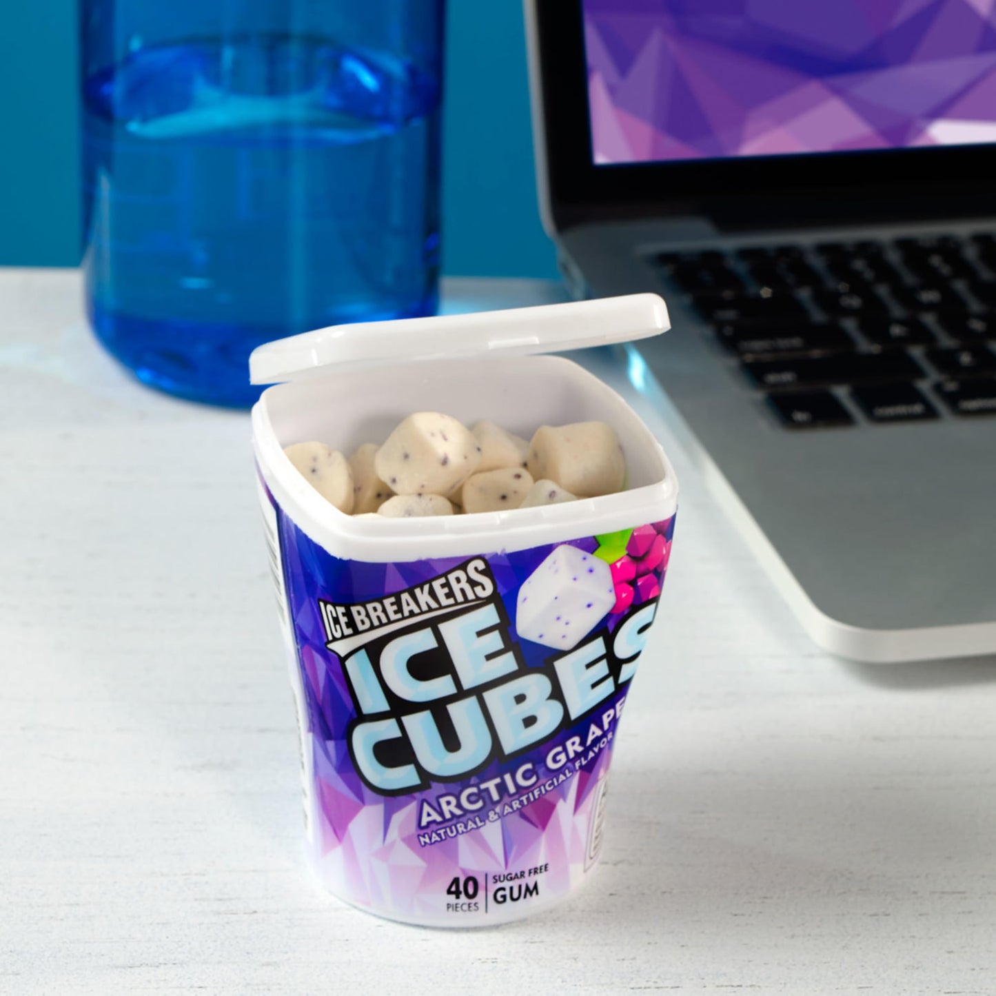 Ice Breakers Ice Cubes Arctic Grape Sugar Free Chewing Gum Bottles, 3.24 Oz (6 Count, 40 Pieces)