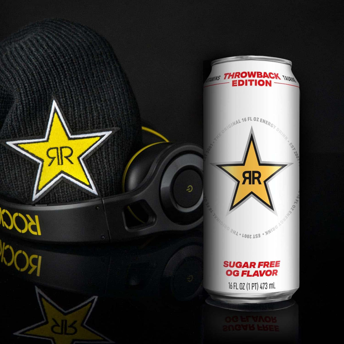 Rockstar Energy Drink, Throwback Edition, Sugar Free, 16 Fl Oz (Pack of 12)