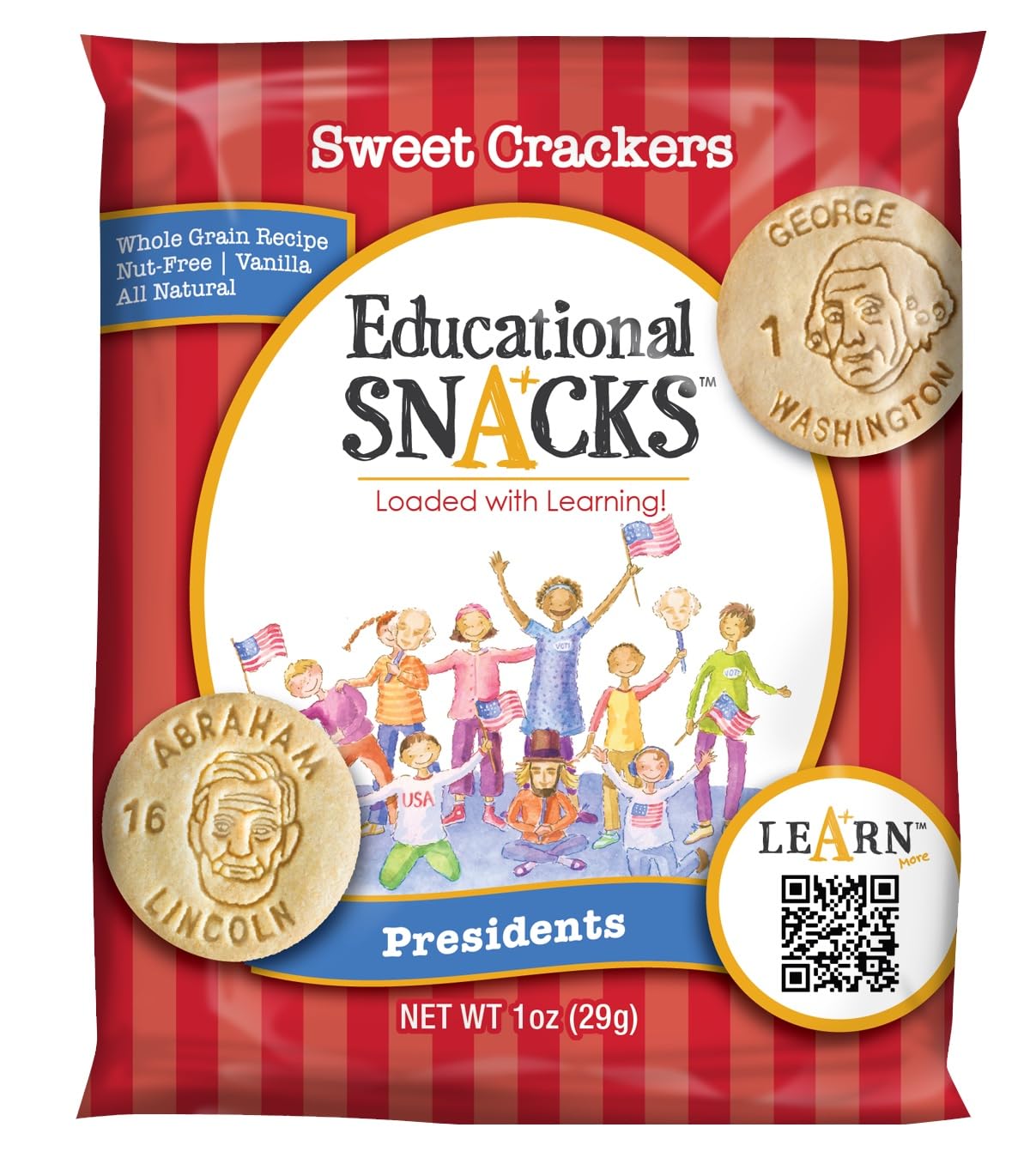 DICK & JANE EDUCATIONAL SNACKS – Nut-Free U.S. Presidents Edition – 60-Pack, 1 Ounce Each
