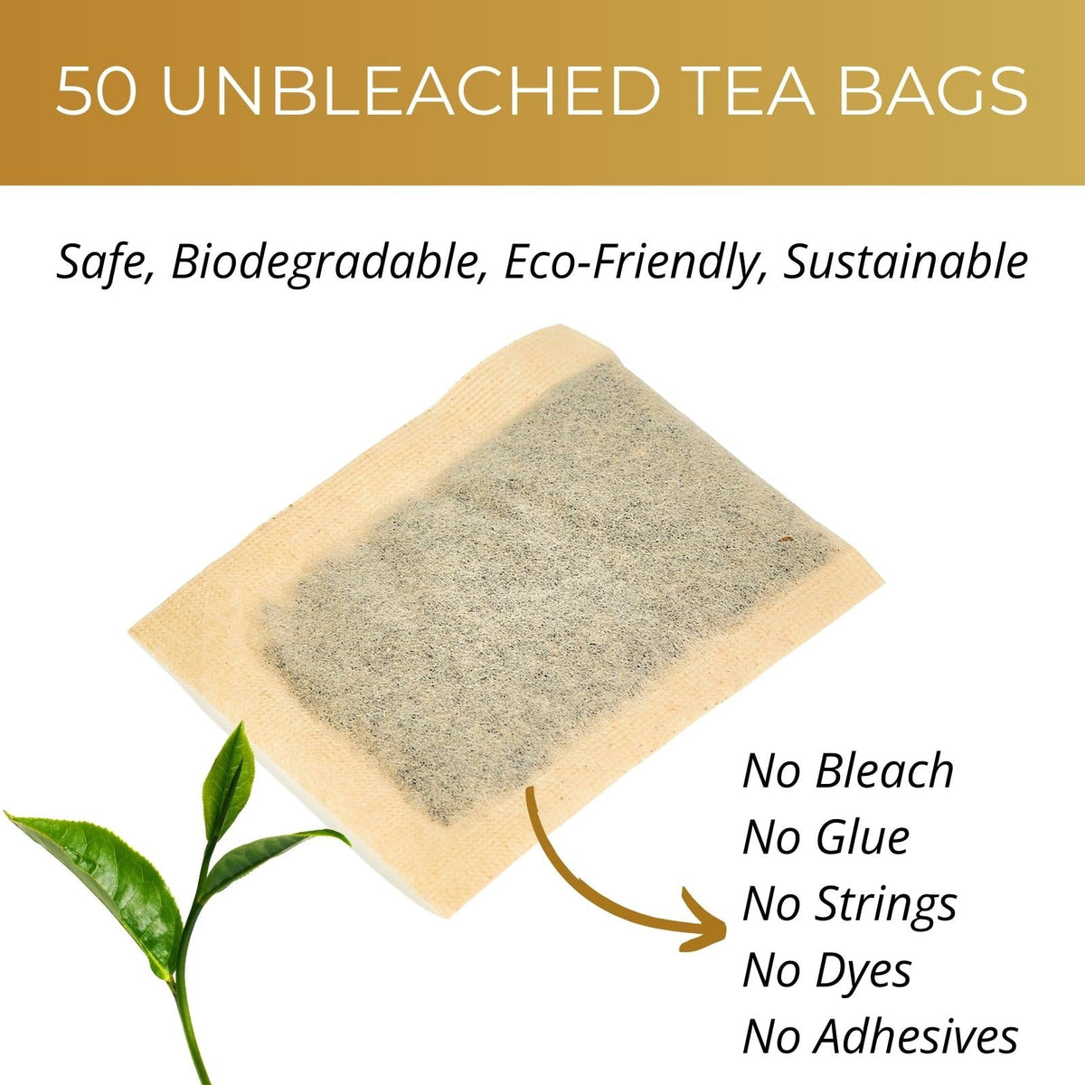 Organic Oolong Tea Bags, 50 Count, Unbleached, Eco-Conscious Chinese Oolong Tea, Vitalforest High Mountain Tea Tie Guan Yin, Non