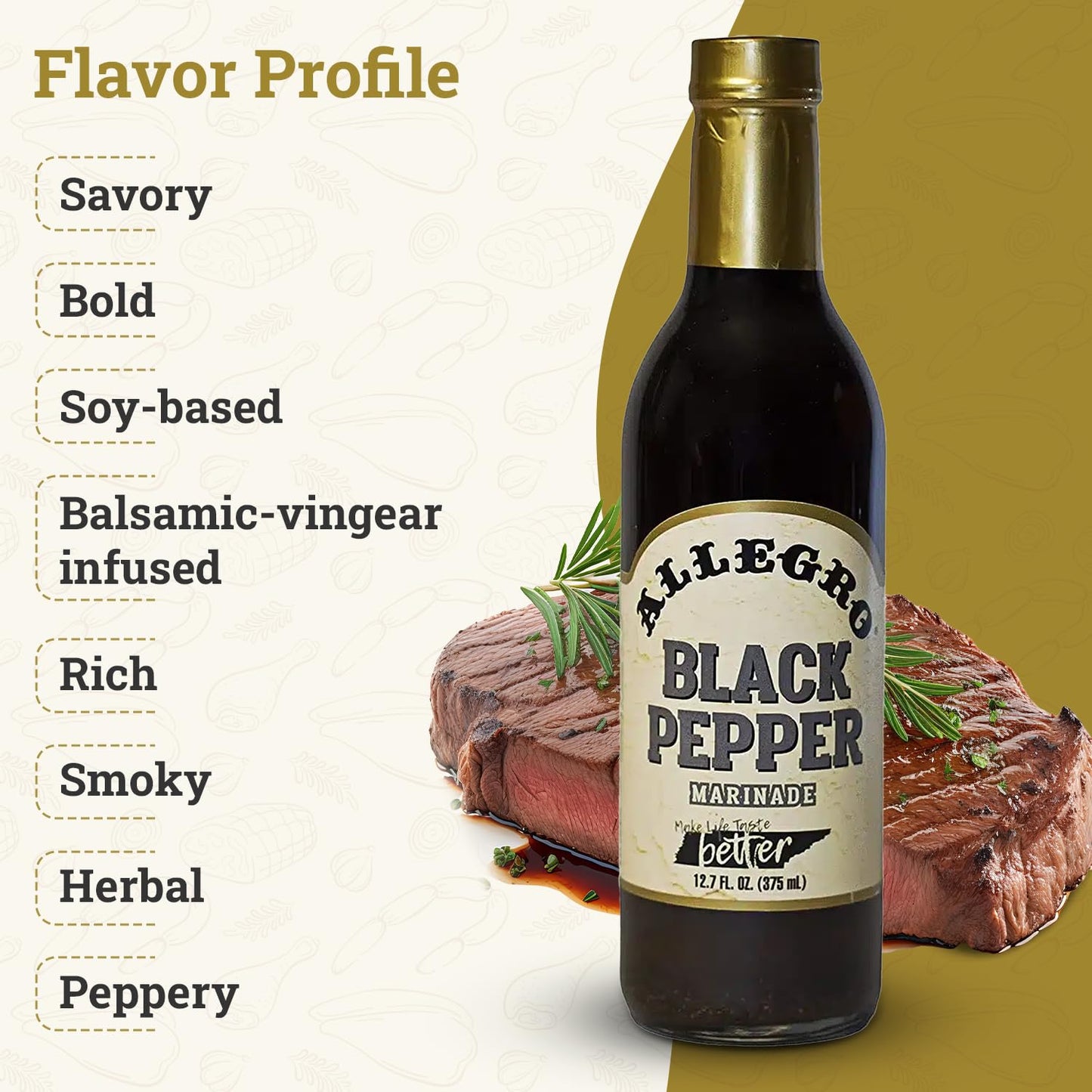 ALLEGRO - The Marinate Everything Marinades - Black Pepper 12.7 oz, Pack of 4