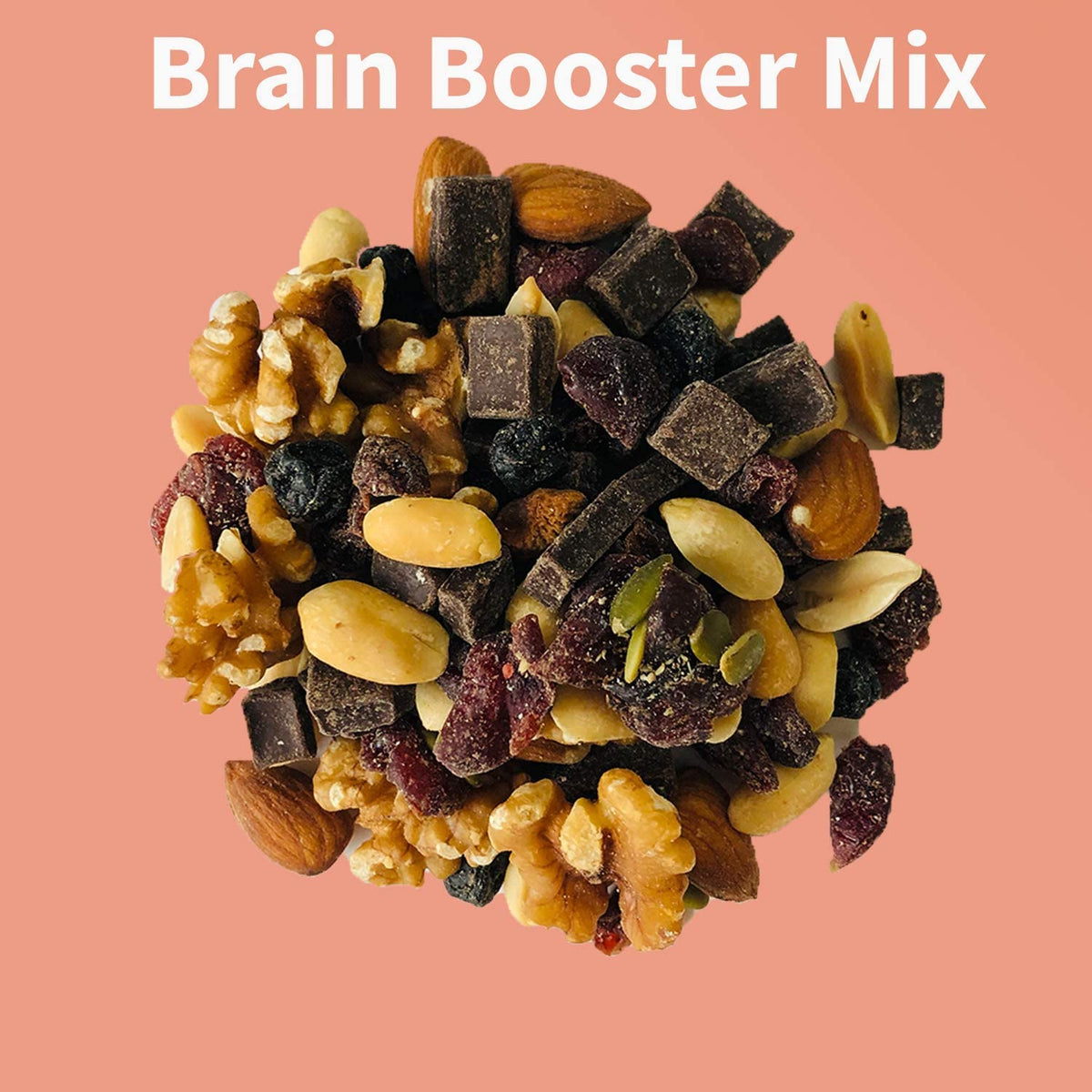 Brain Booster Nut Seed And Fruit Mix - Walnuts, Almonds, Peanuts And A Touch Of Sweetness From Dried Cranberries, Blueberries, And Chocolate. (1.75 Pound Bag)