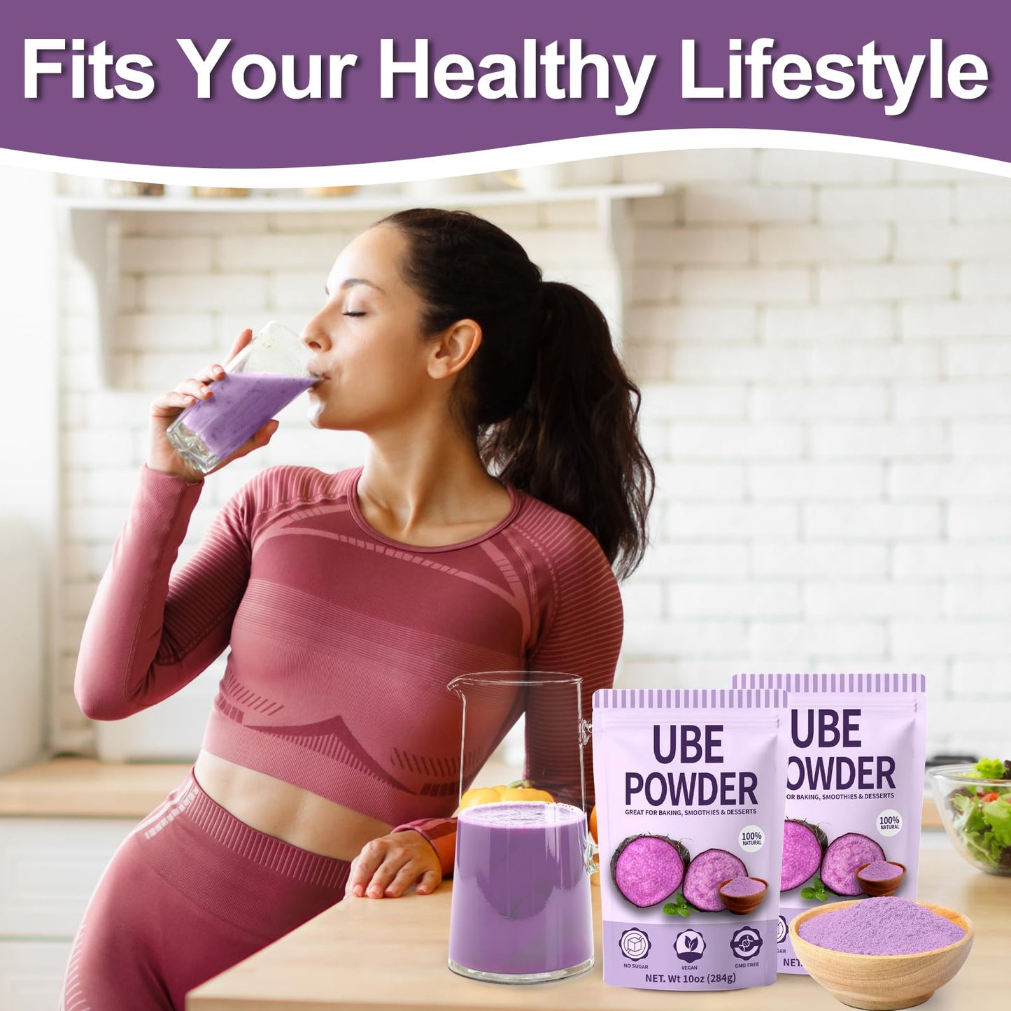 10oz Pure Natural Purple Ube Powder, Yam Powder for Baking, Purple Sweet Potato Food Coloring Powder, No Sugar, Vegan & Sourced