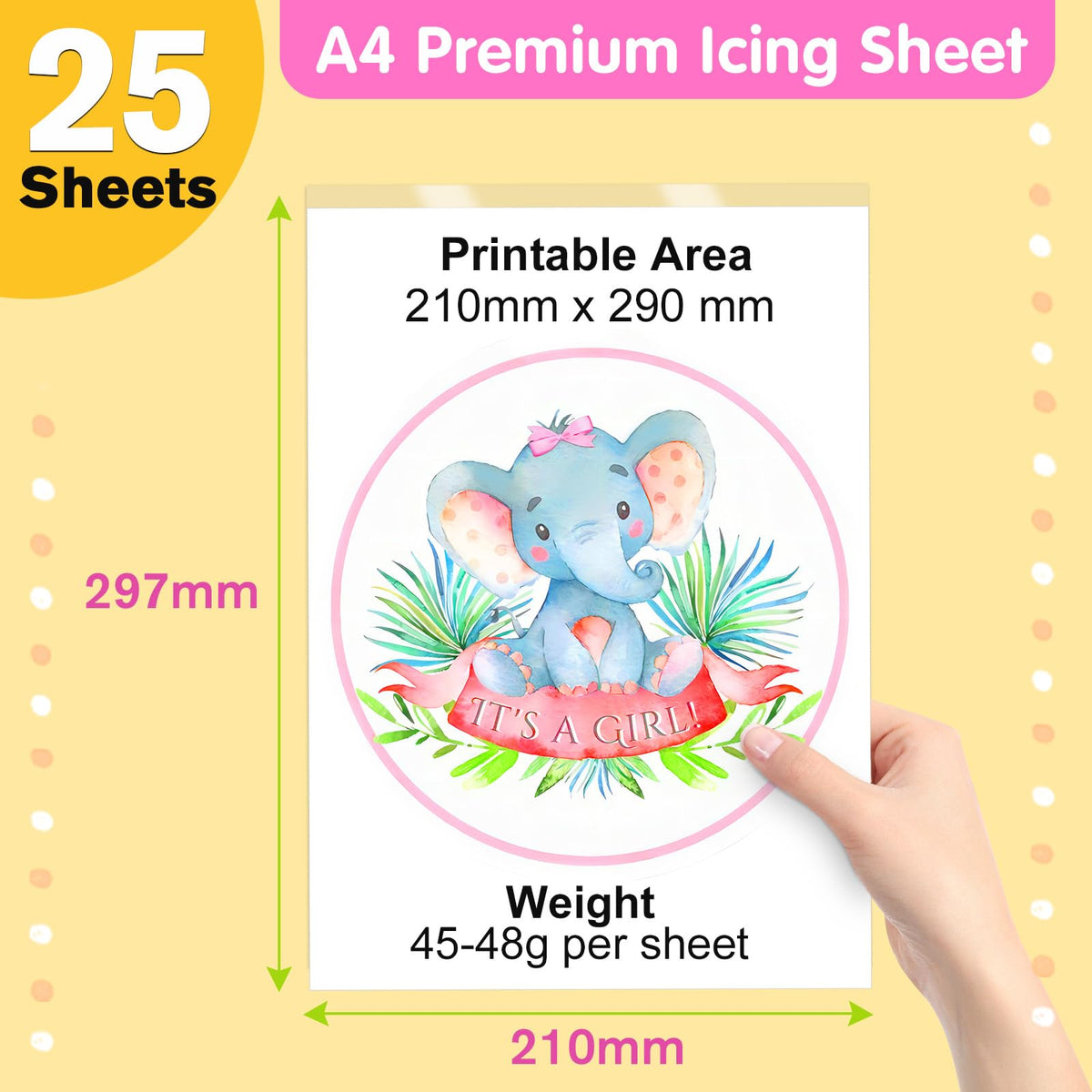 Cendale Icing Sheets For Edible Printer - A4 25 Pcs Edible Frosting Paper