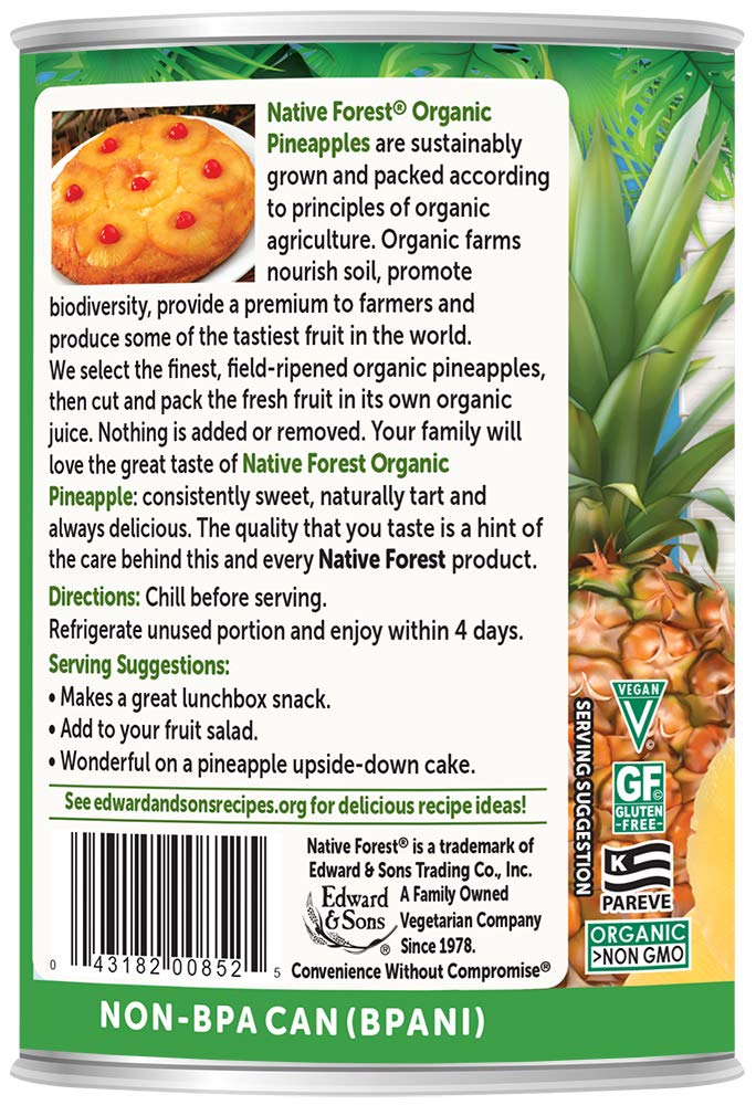 Native Forest Pineapple Slices - Pineapple Canned, Pineapple Organic, Canned Fruit No Sugar Added, Organic Pineapple Juice - 15 Ounce (Pack Of 6)