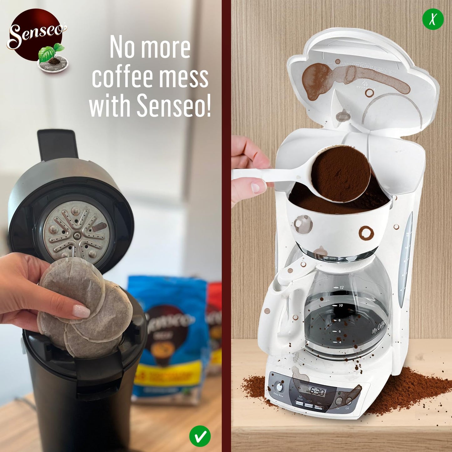 Senseo Decaf Medium Roast Coffee Pods - 240 Count (5 Packs) - Smooth & Balanced Flavor with Rich Crema - Single-Serve Compostable Coffee Pads Compatible with Senseo & PeleCom Machines