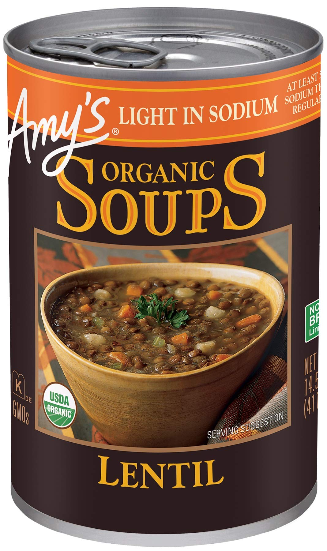 Amys Soup  Vegan Lentil Soup  Light in Sodium  Gluten Free  Made With Organic Green Lentils and Vegetables  Canned Soup  14.5 Oz