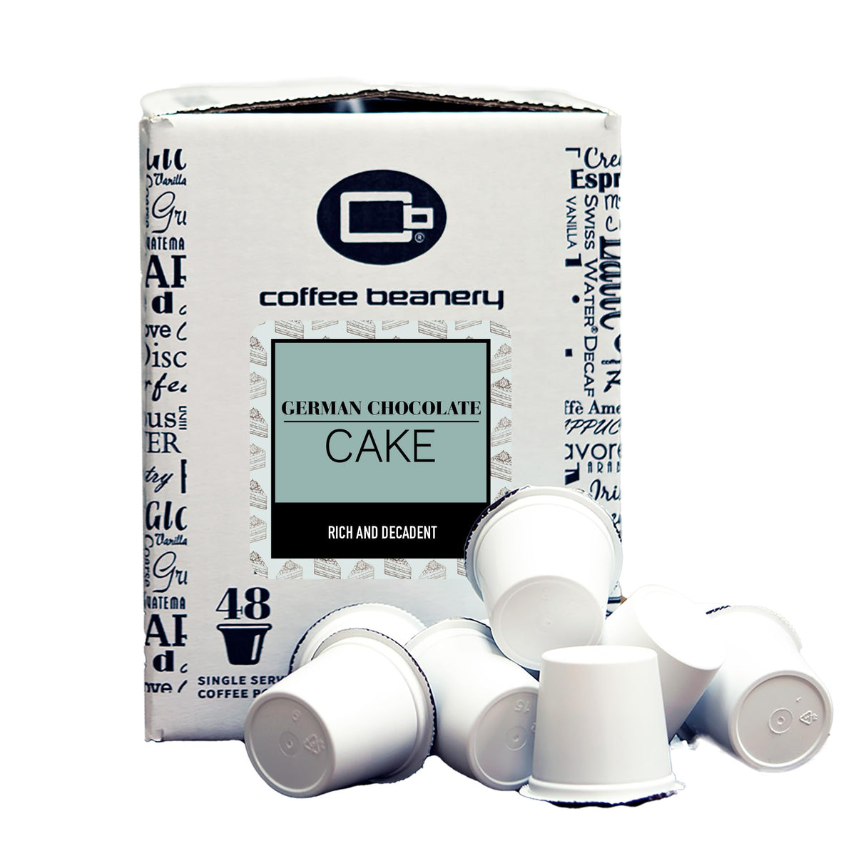 German Chocolate Cake Coffee Pods By Coffee Beanery | 96Ct Bulk Flavored Coffee Pods Medium Roast Coffee