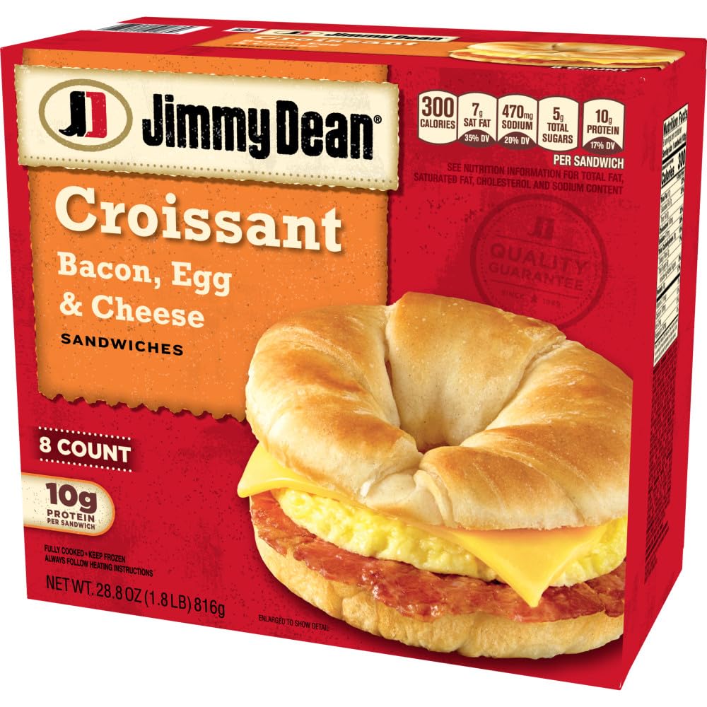 JIMMY DEAN FROZEN BACON EGG CHEESE CROISSANT 28.8 OZ - 0077900501861